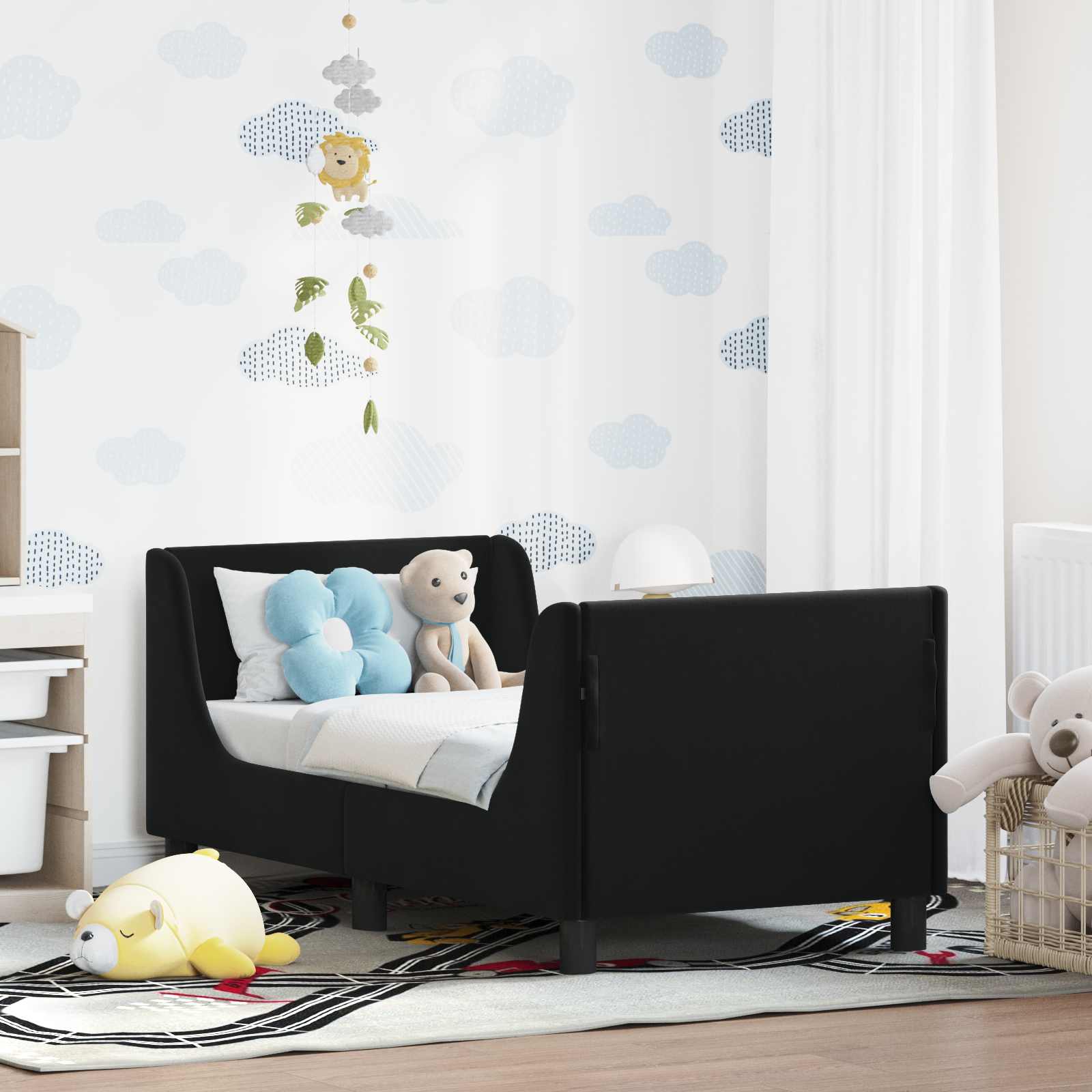 vidaXL Peuterbedframe met hoofdbord Lichtgrijs 70 x 140 cm Fluweel
