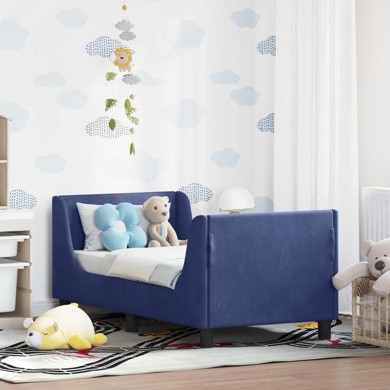 vidaXL Peuterbedframe met hoofdbord Lichtgrijs 70 x 140 cm Fluweel