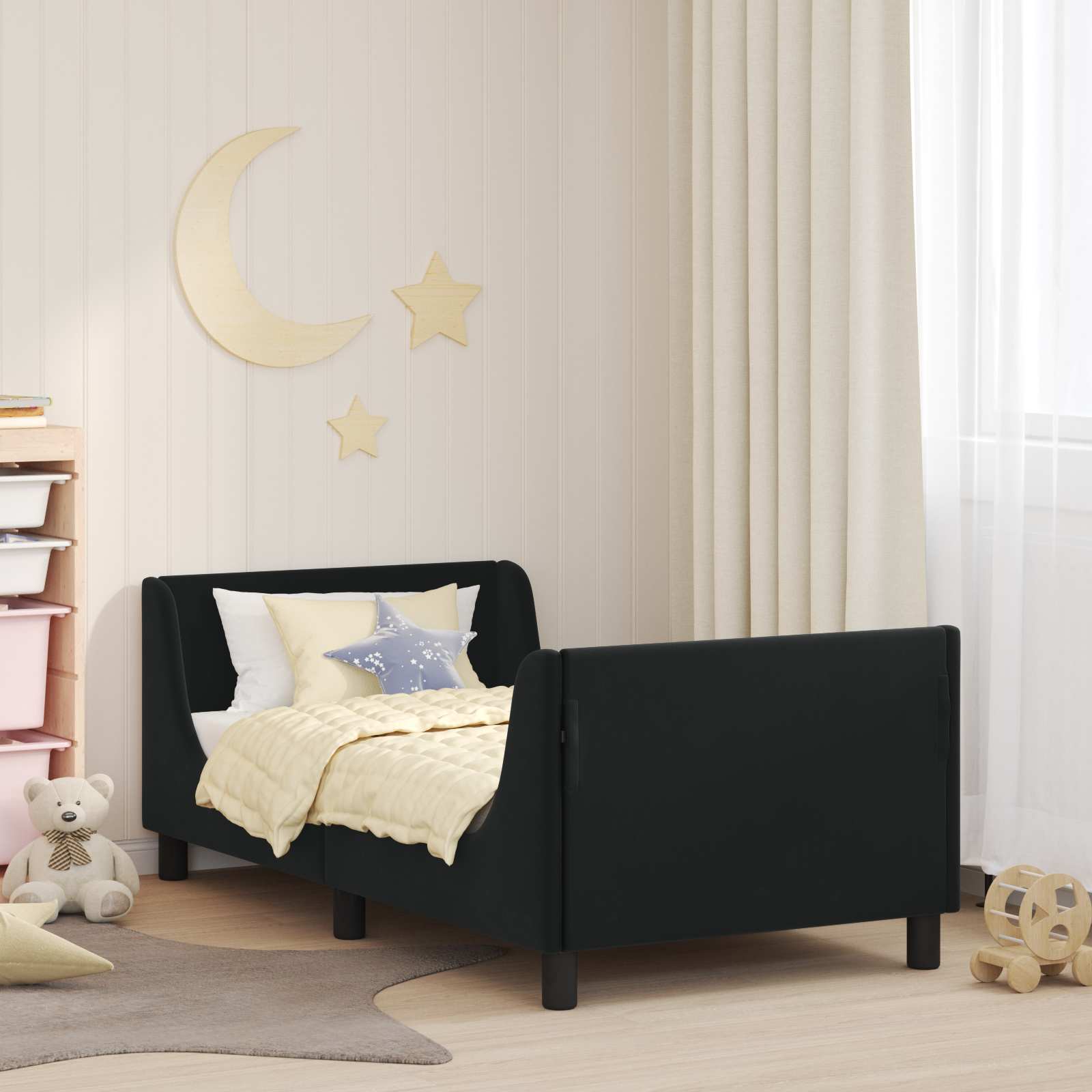 vidaXL Peuterbedframe met hoofdbord Lichtgrijs 70 x 140 cm Fluweel