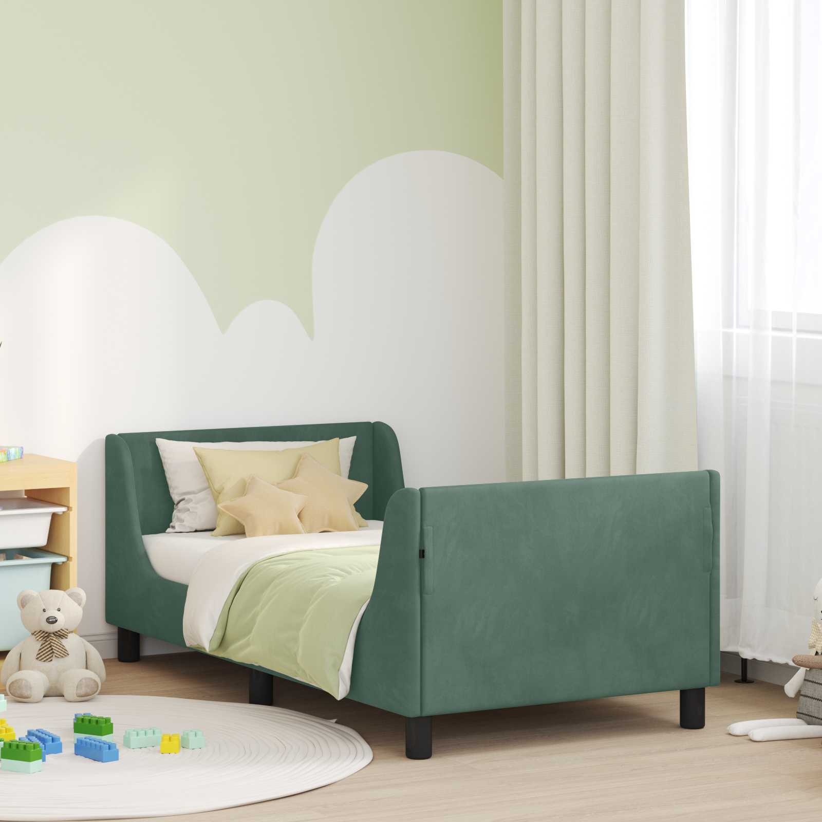 vidaXL Peuterbedframe met hoofdbord Lichtgrijs 70 x 140 cm Fluweel