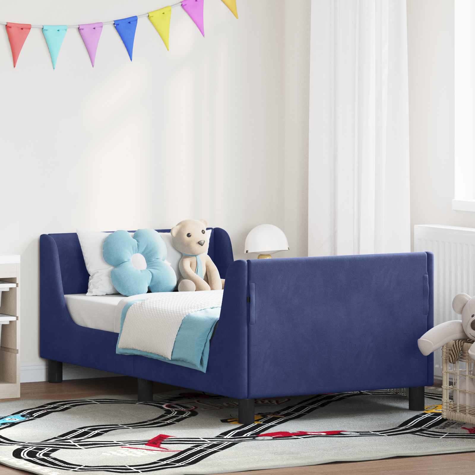 vidaXL Peuterbedframe met hoofdbord Lichtgrijs 70 x 140 cm Fluweel