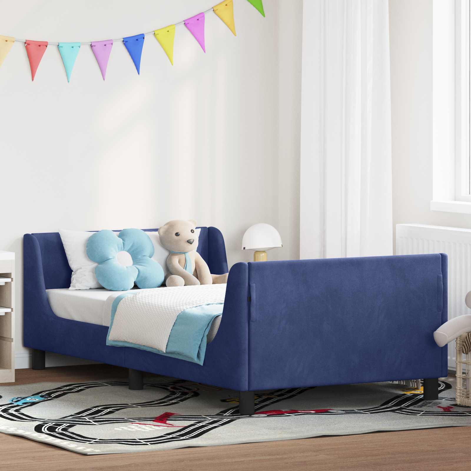 vidaXL Peuterbedframe met hoofdbord Lichtgrijs 70 x 140 cm Fluweel