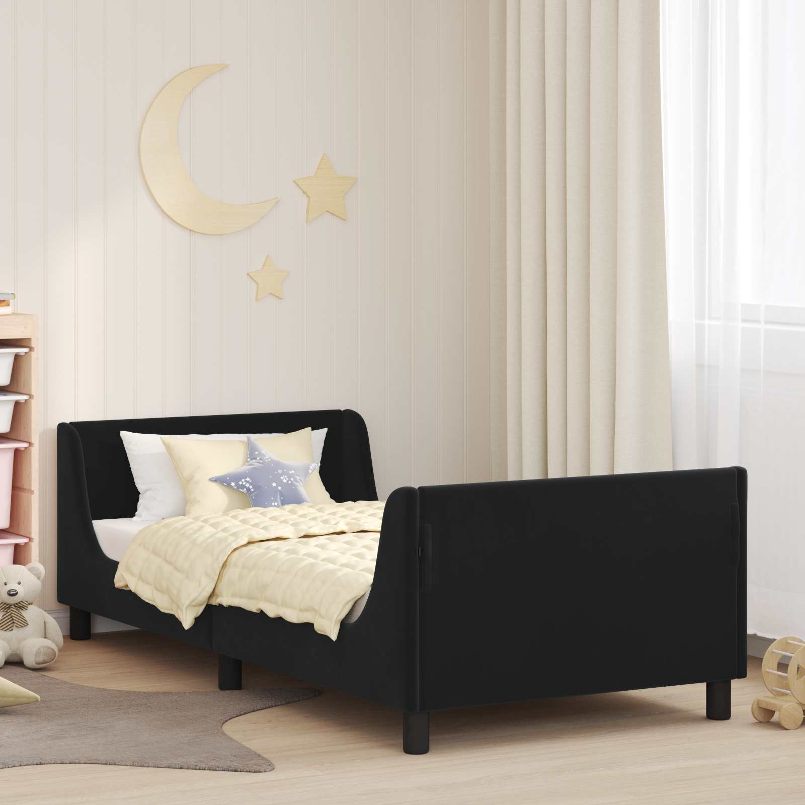 vidaXL Peuterbedframe met hoofdbord Lichtgrijs 70 x 140 cm Fluweel