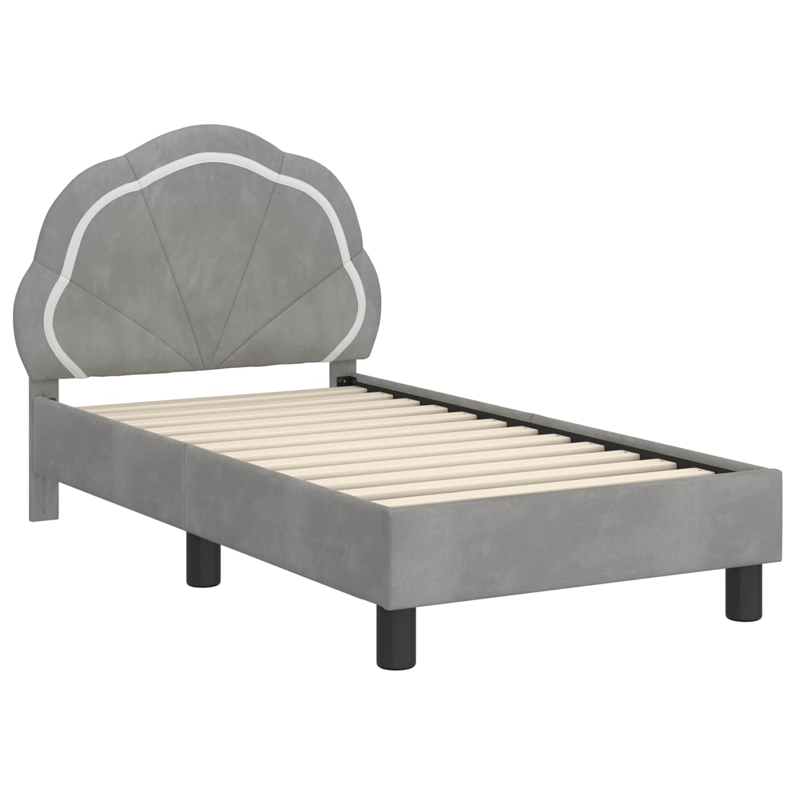 vidaXL Peuterbedframe met hoofdbord Donkergrijs 70 x 140 cm Fluweel