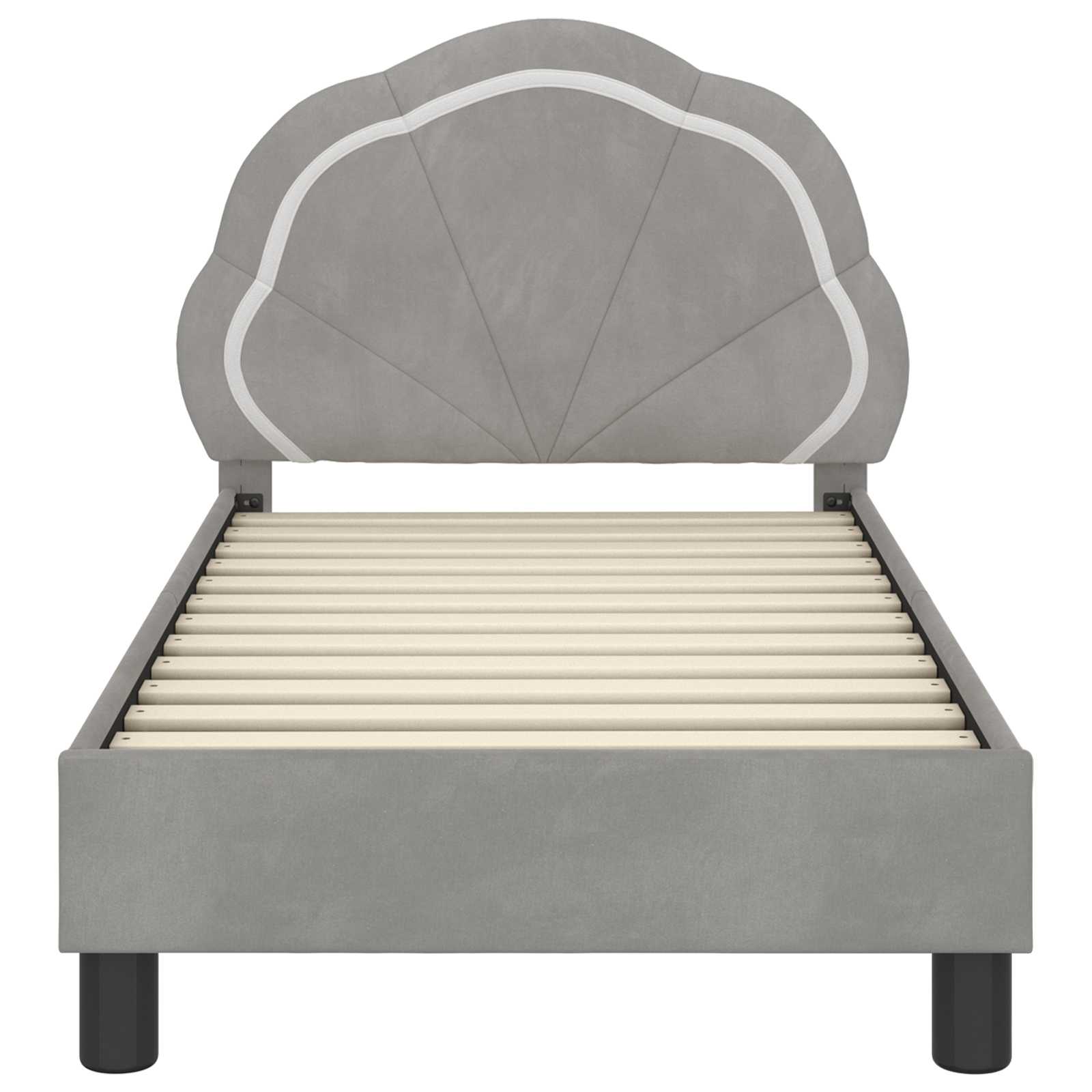 vidaXL Peuterbedframe met hoofdbord Donkergrijs 70 x 140 cm Fluweel