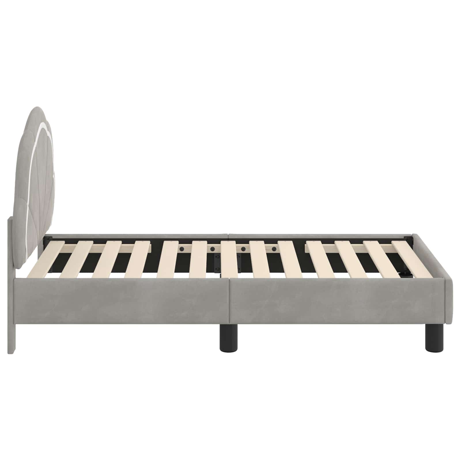 vidaXL Peuterbedframe met hoofdbord Donkergrijs 70 x 140 cm Fluweel