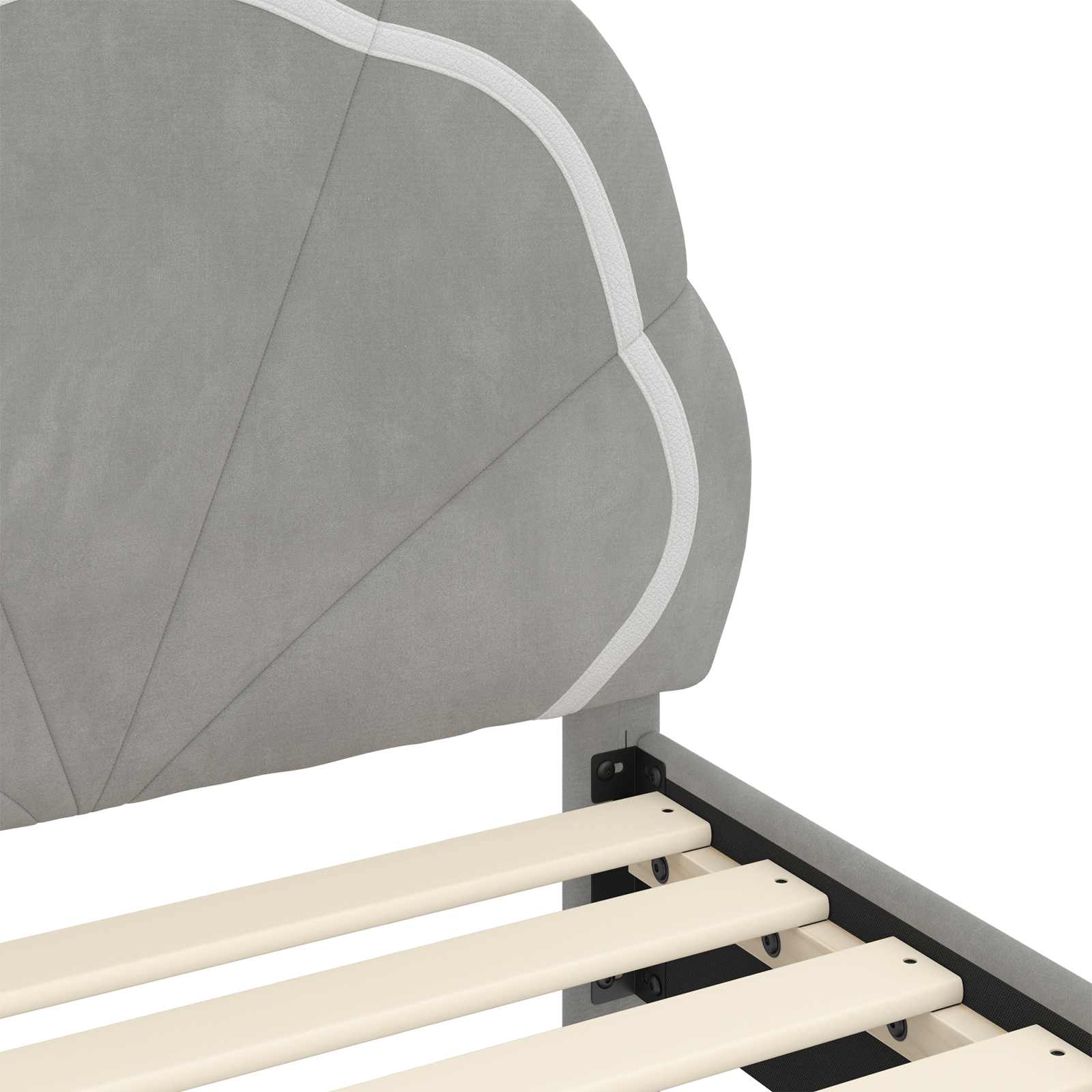 vidaXL Peuterbedframe met hoofdbord Donkergrijs 70 x 140 cm Fluweel