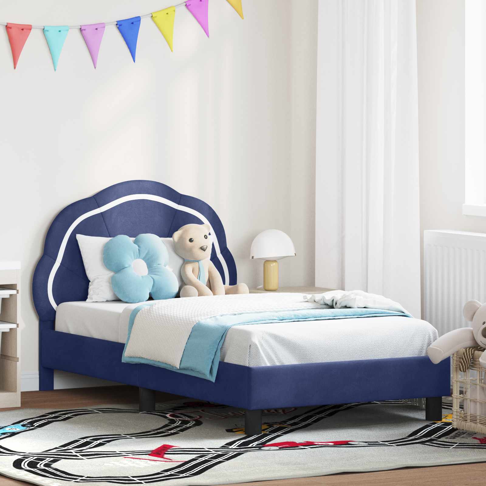 vidaXL Peuterbedframe met hoofdbord Donkergrijs 70 x 140 cm Fluweel