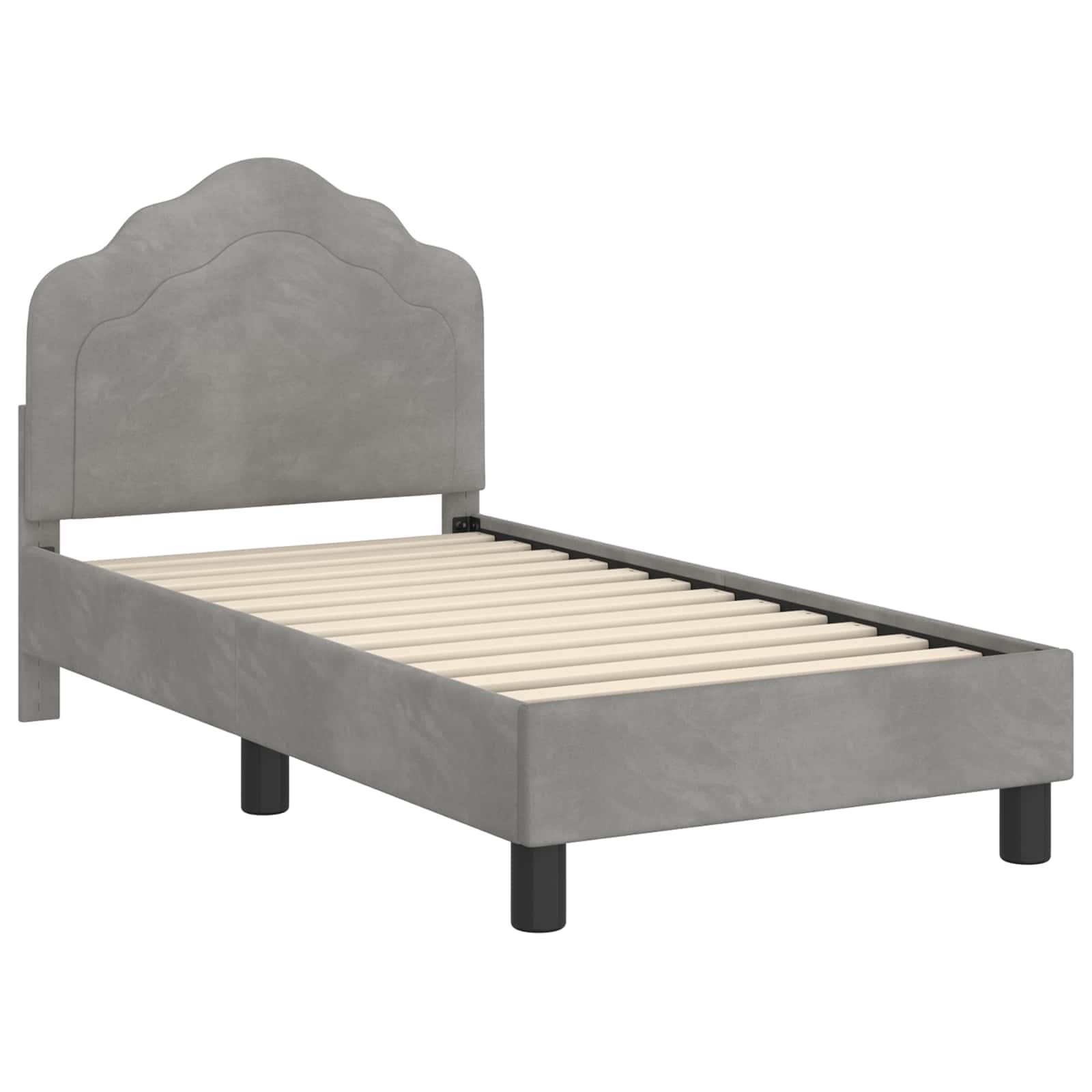 vidaXL Peuterbedframe met hoofdbord Lichtgrijs 70 x 140 cm Fluweel