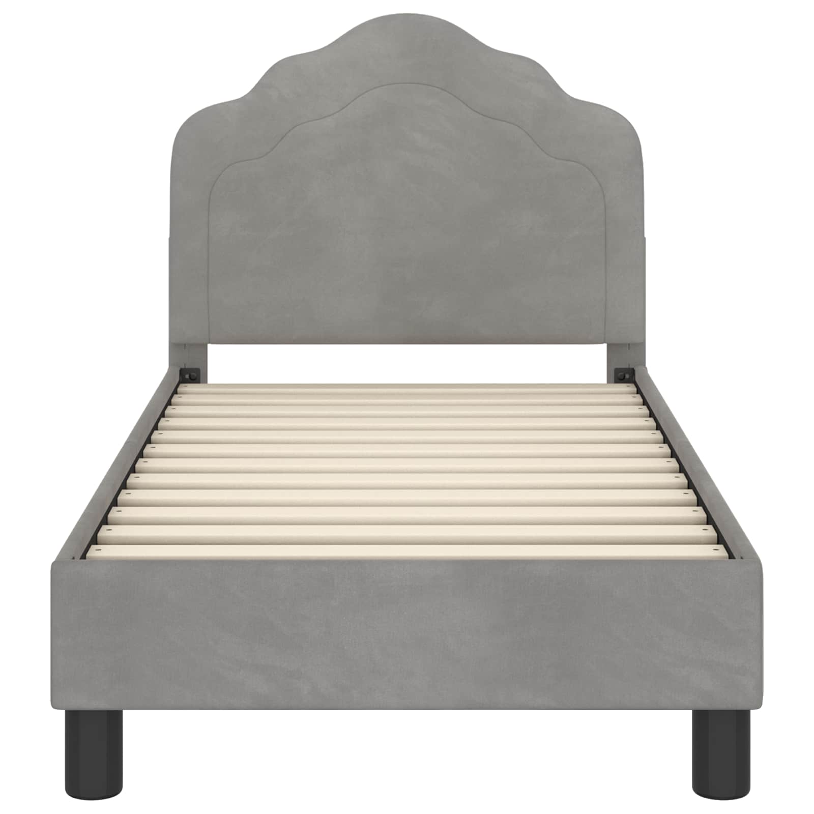 vidaXL Peuterbedframe met hoofdbord Lichtgrijs 70 x 140 cm Fluweel