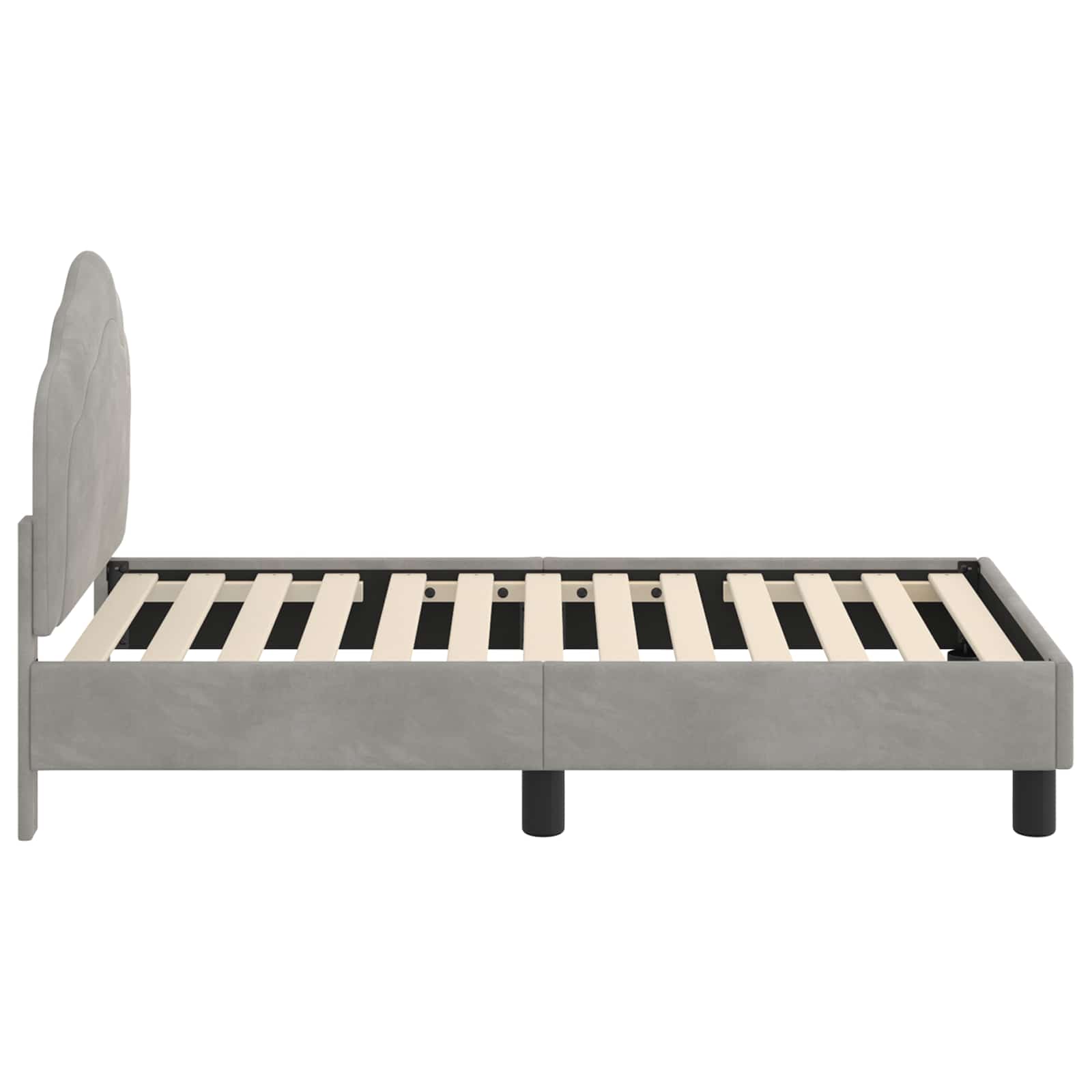 vidaXL Peuterbedframe met hoofdbord Lichtgrijs 70 x 140 cm Fluweel