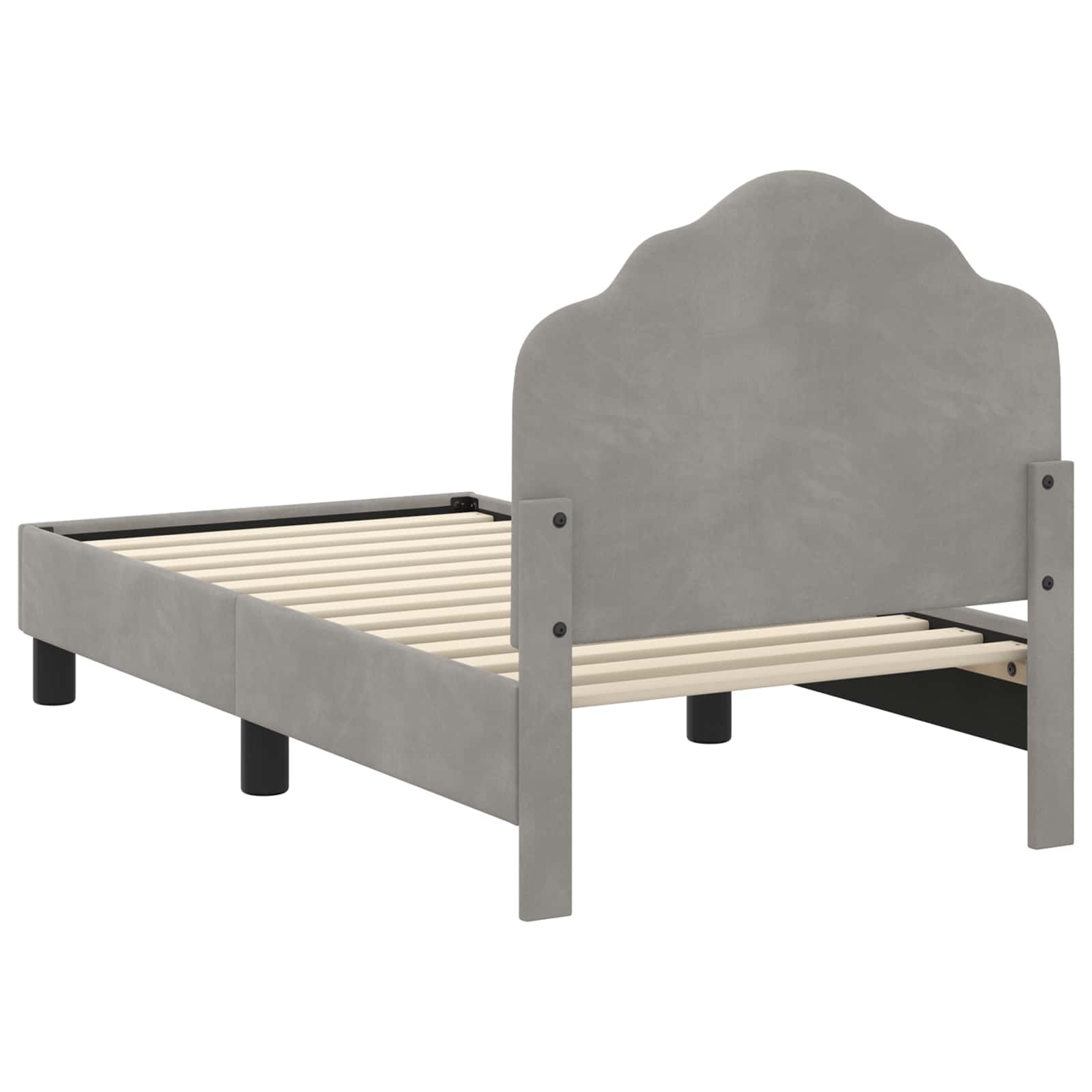 vidaXL Peuterbedframe met hoofdbord Lichtgrijs 70 x 140 cm Fluweel