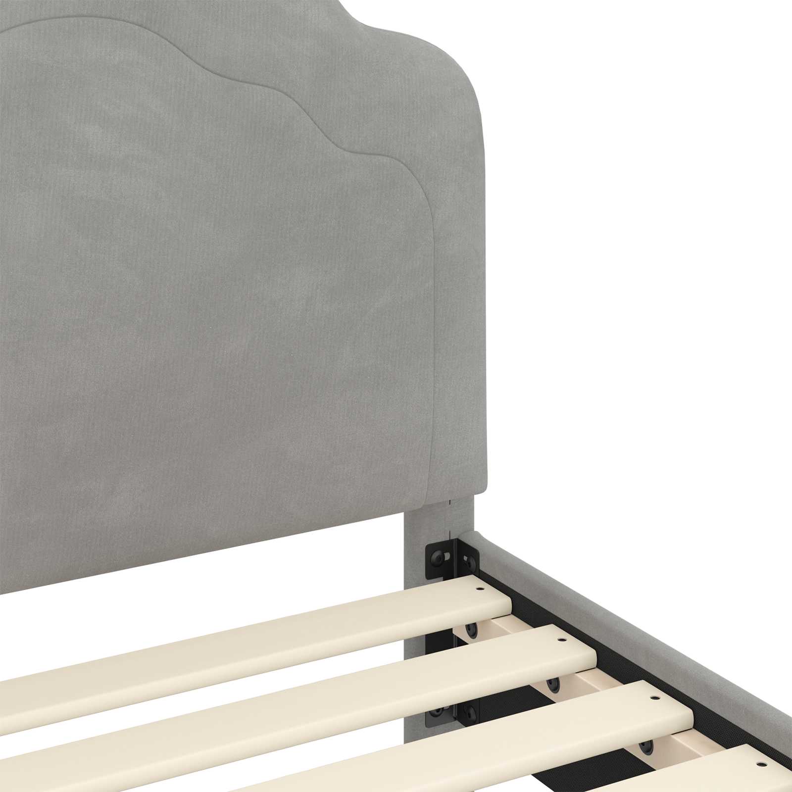 vidaXL Peuterbedframe met hoofdbord Lichtgrijs 70 x 140 cm Fluweel