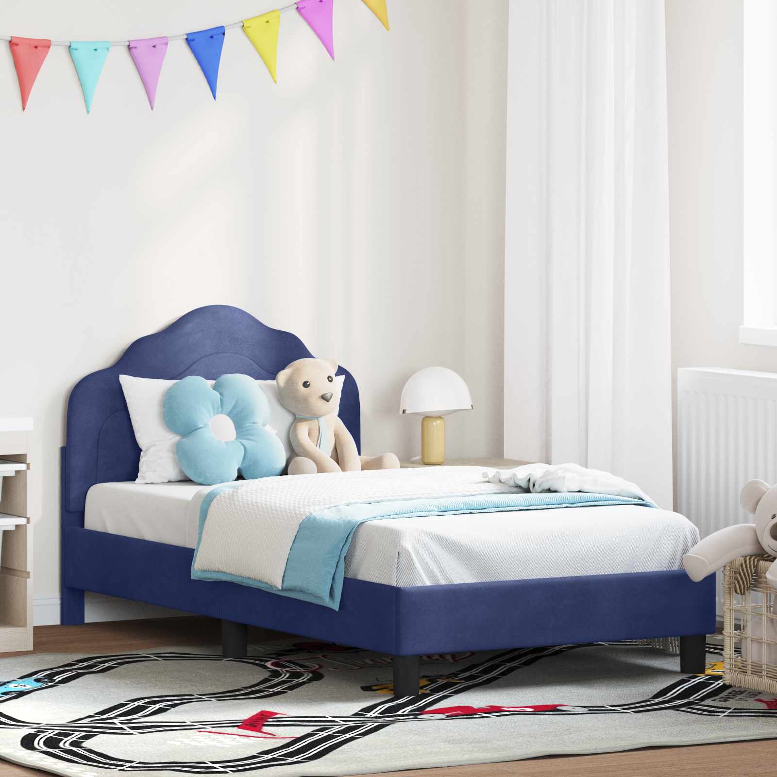 vidaXL Peuterbedframe met hoofdbord Lichtgrijs 70 x 140 cm Fluweel