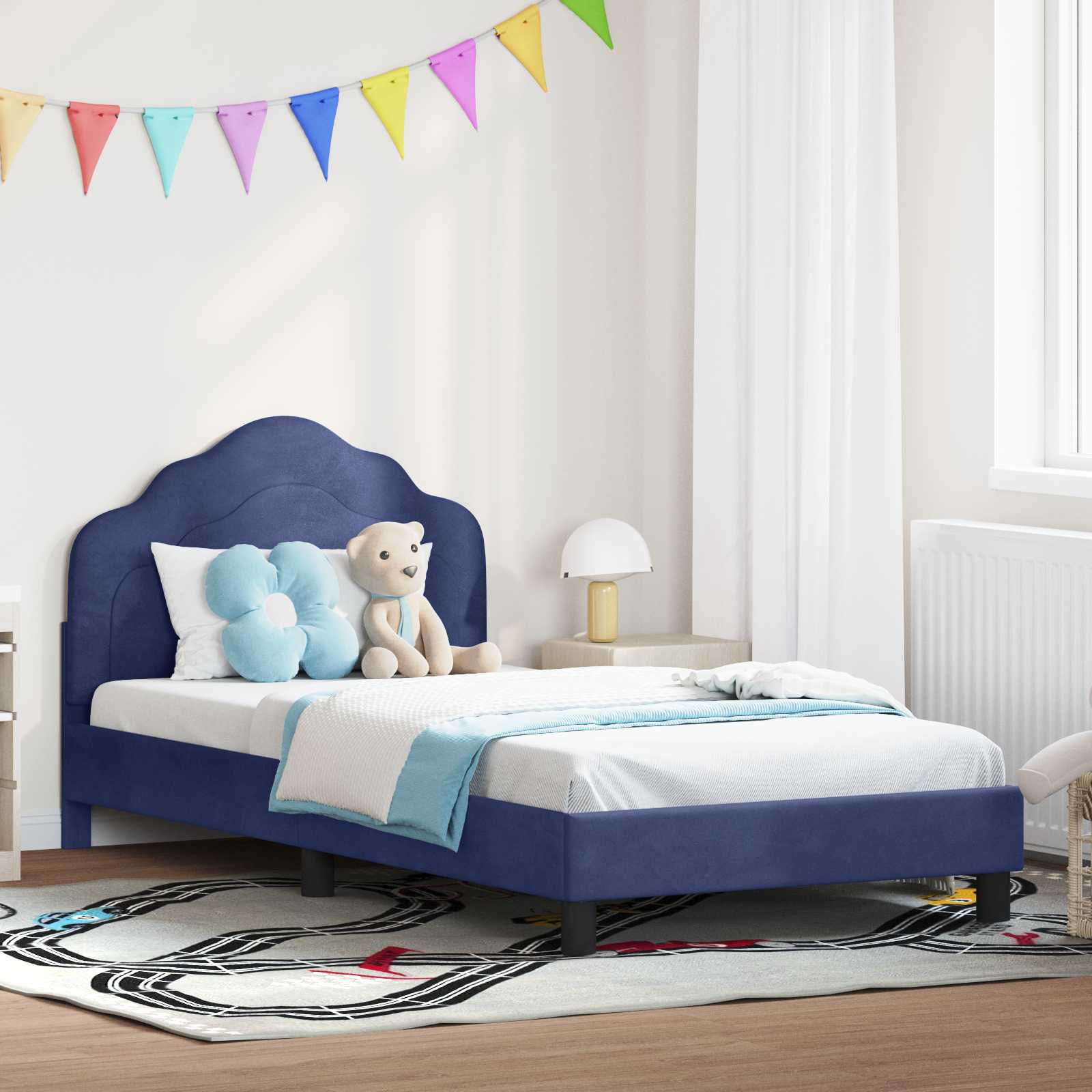 vidaXL Peuterbedframe met hoofdbord Lichtgrijs 70 x 140 cm Fluweel
