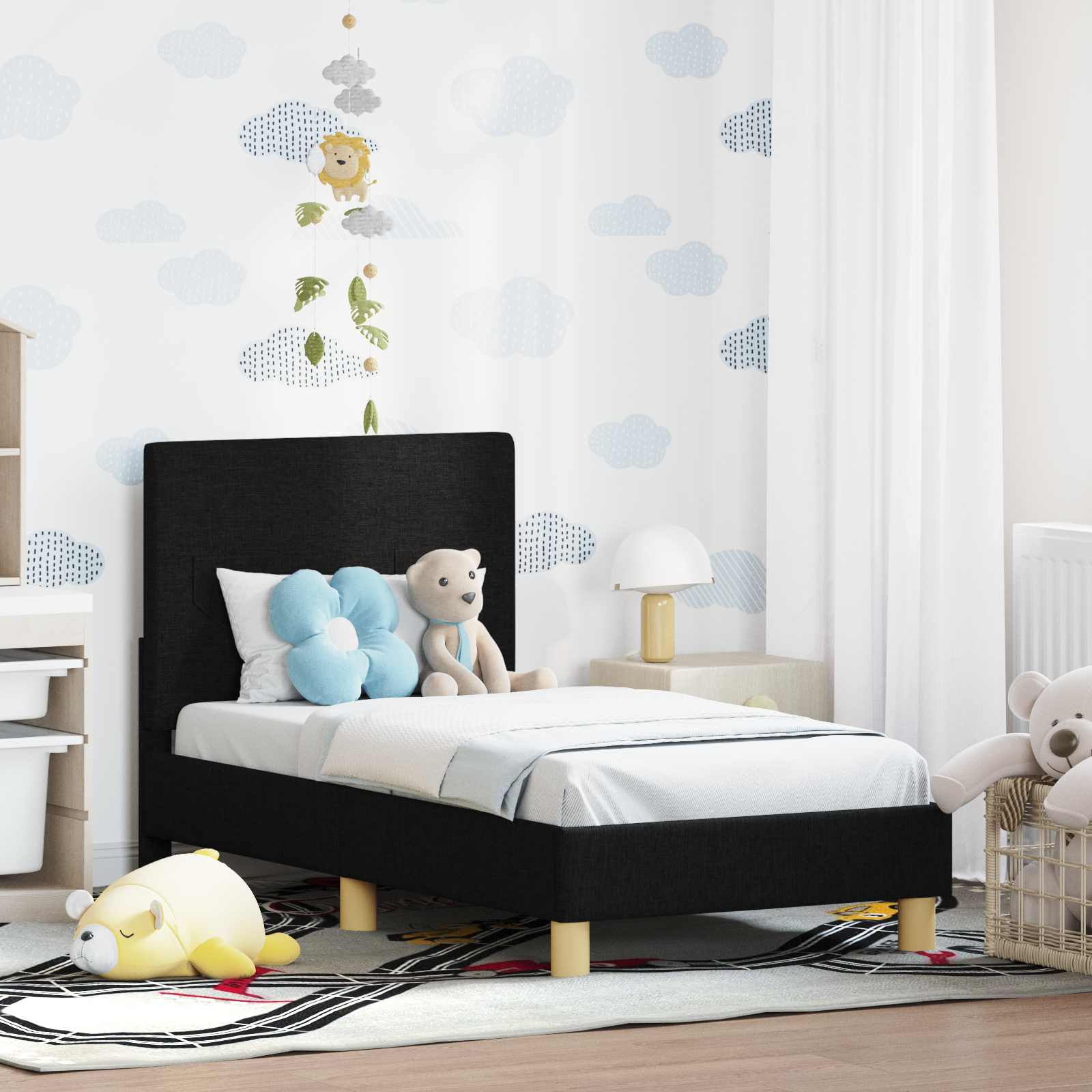 vidaXL Peuterbedframe met hoofdbord Lichtgrijs 70 x 140 cm Stof