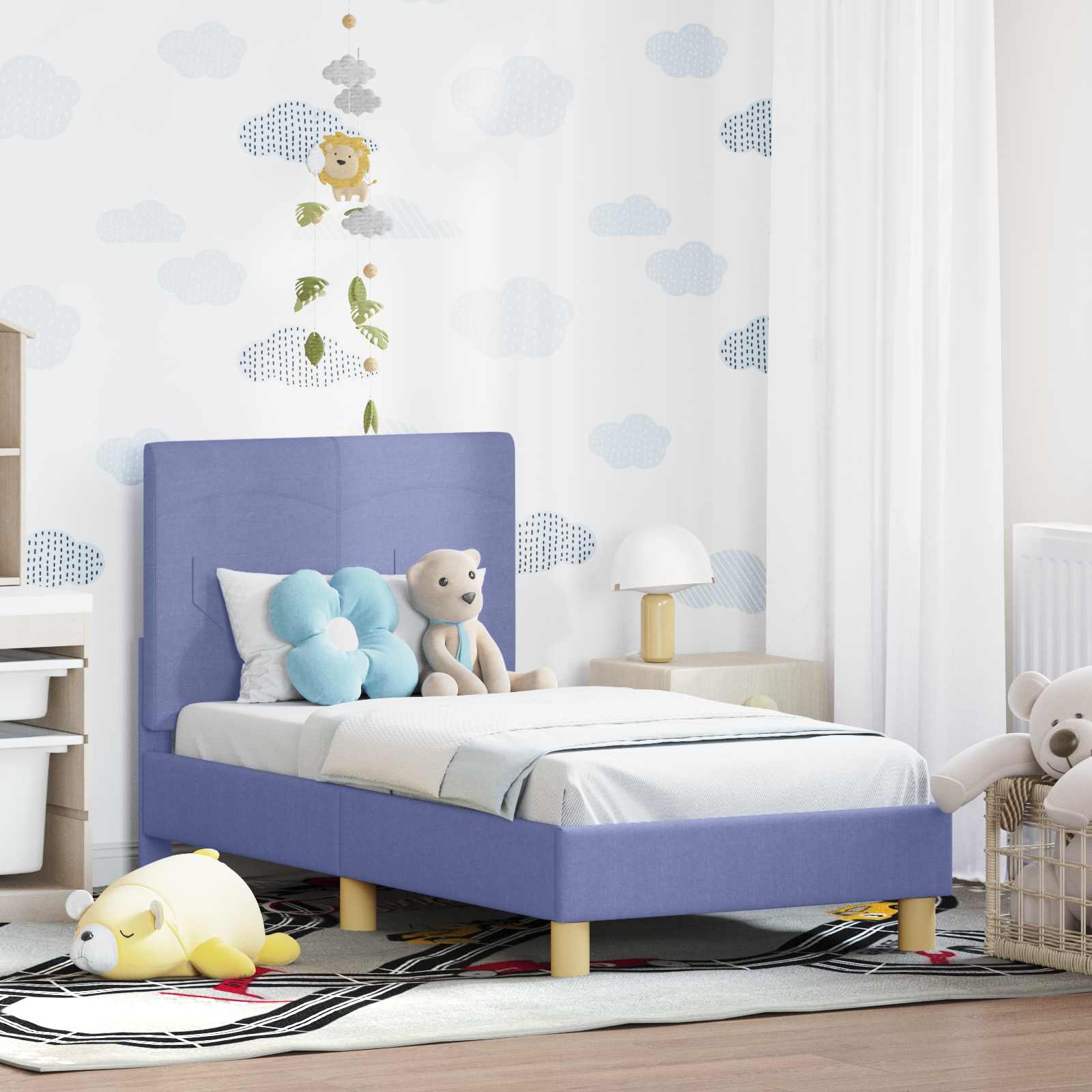 vidaXL Peuterbedframe met hoofdbord Lichtgrijs 70 x 140 cm Stof