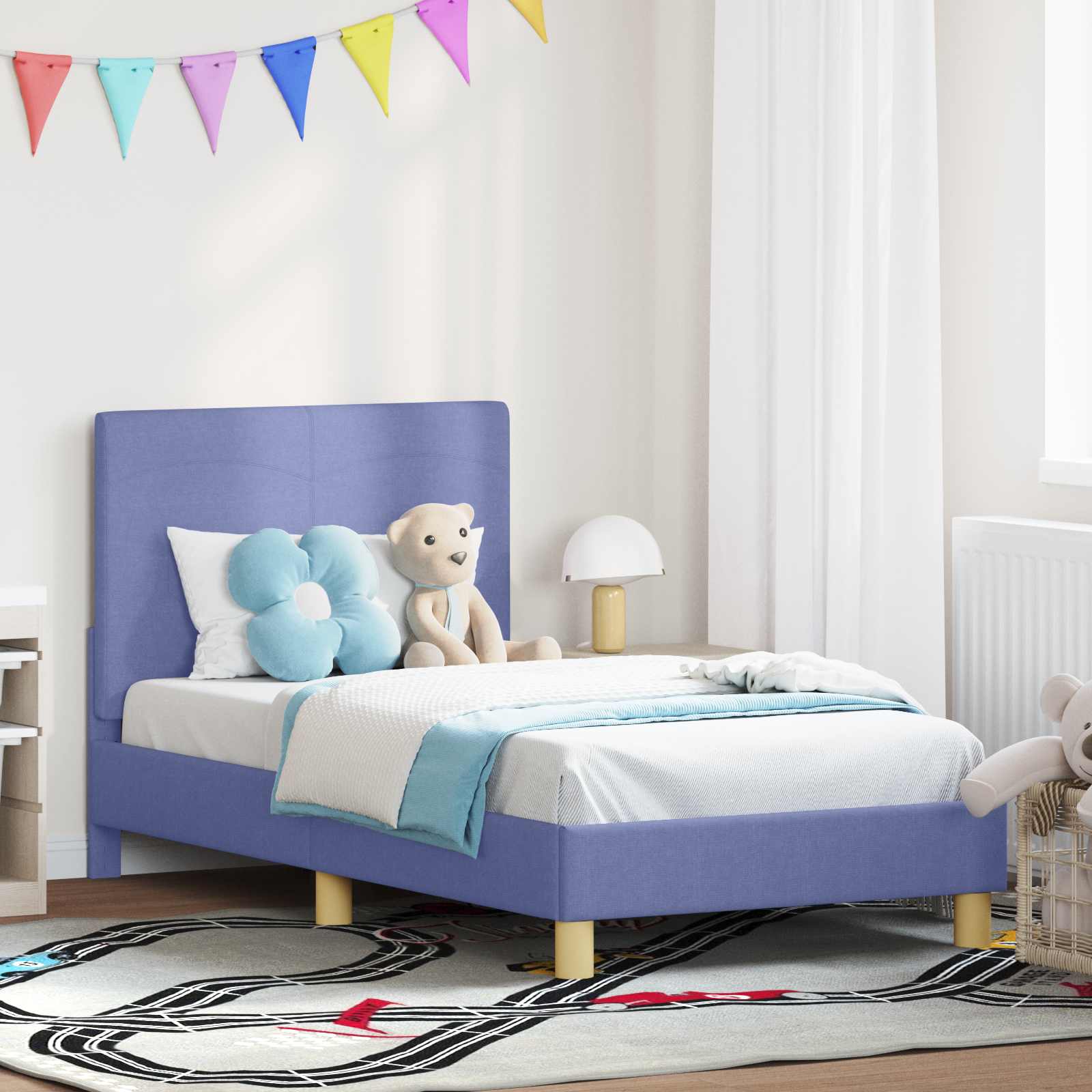 vidaXL Peuterbedframe met hoofdbord Lichtgrijs 70 x 140 cm Stof