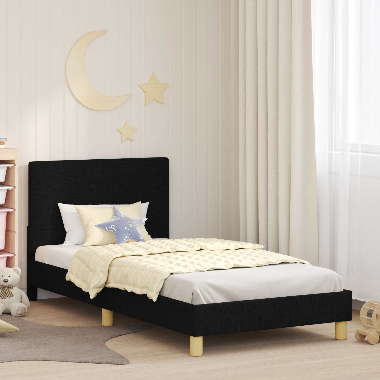 vidaXL Peuterbedframe met hoofdbord Lichtgrijs 70 x 140 cm Stof
