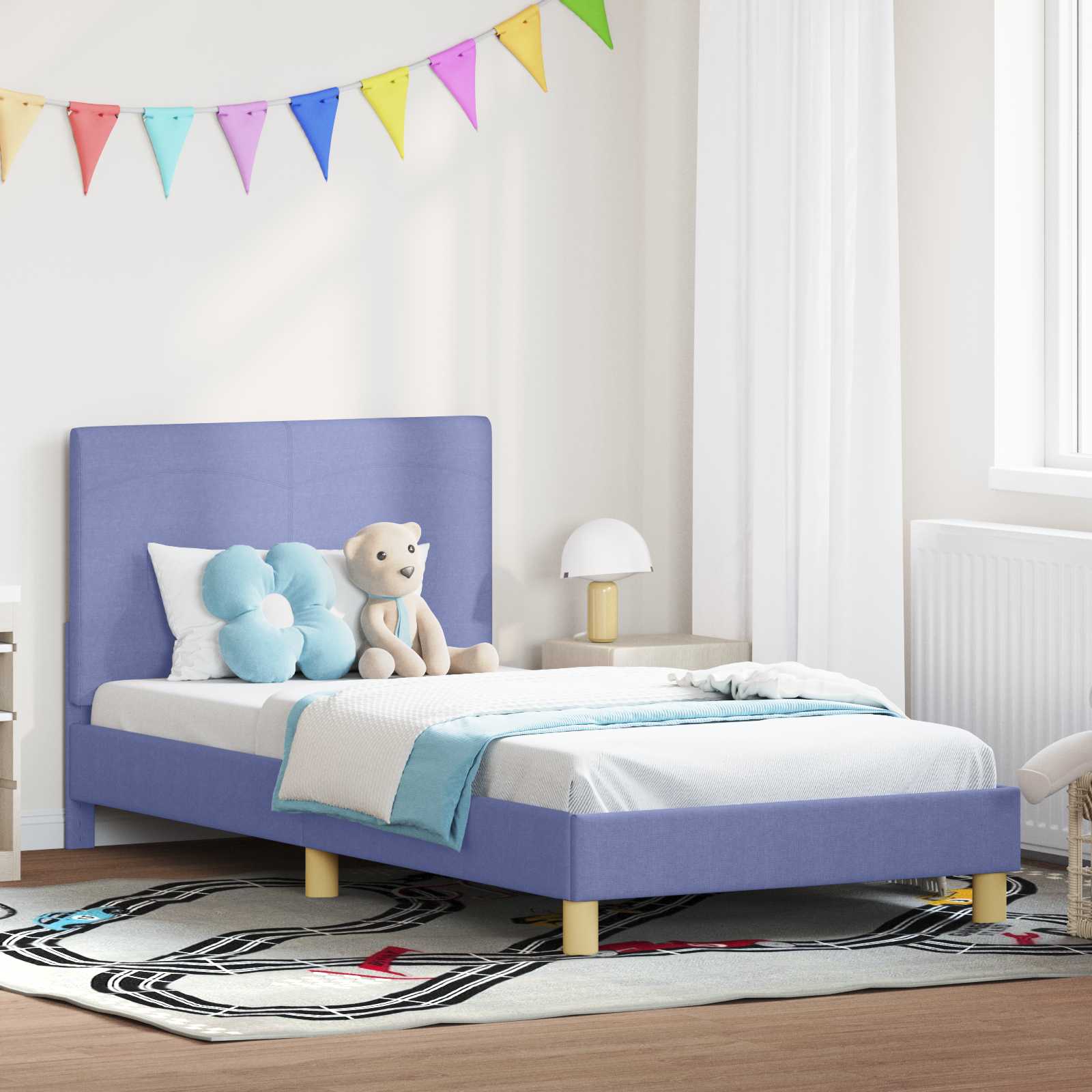 vidaXL Peuterbedframe met hoofdbord Lichtgrijs 70 x 140 cm Stof