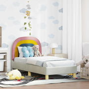 vidaXL Peuterbedframe met hoofdbord Crème 70 x 140 cm Fluweel