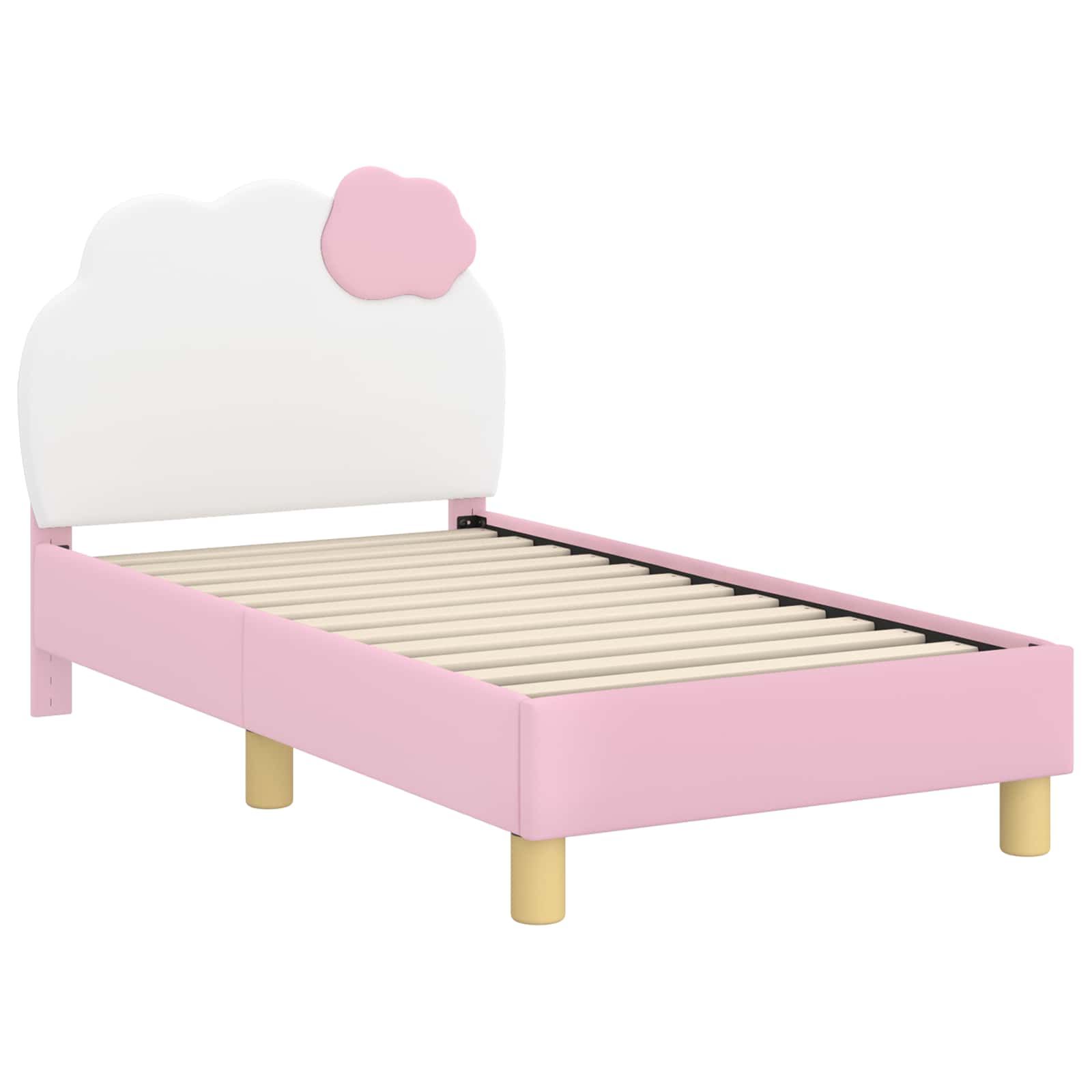 vidaXL Peuterbedframe met hoofdbord met hoofdeinde Roze 70 x 140 cm PU