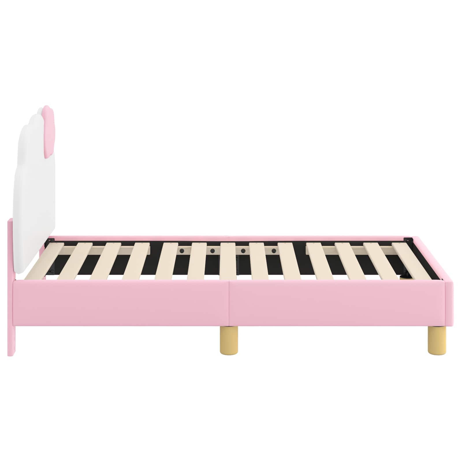 vidaXL Peuterbedframe met hoofdbord met hoofdeinde Roze 70 x 140 cm PU