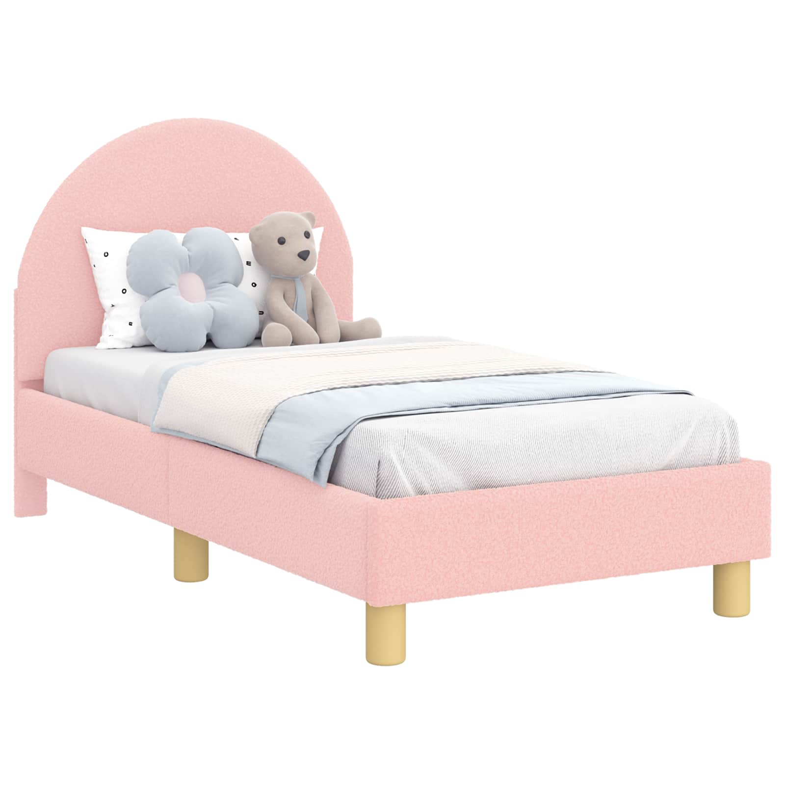 vidaXL Peuterbedframe met hoofdbord Crème 70 x 140 cm Schapenstof