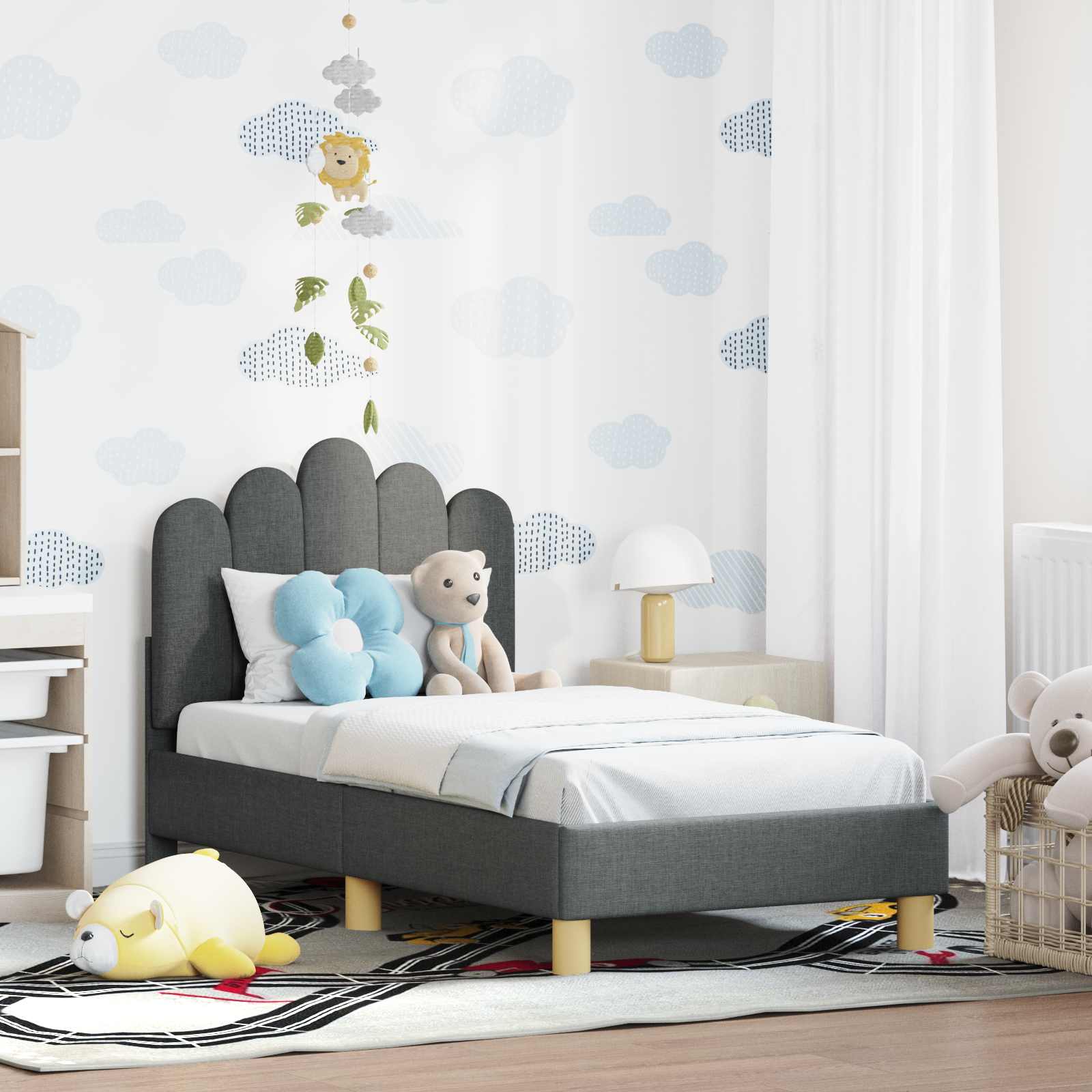 vidaXL Peuterbedframe met hoofdbord Lichtgrijs 70 x 140 cm Stof