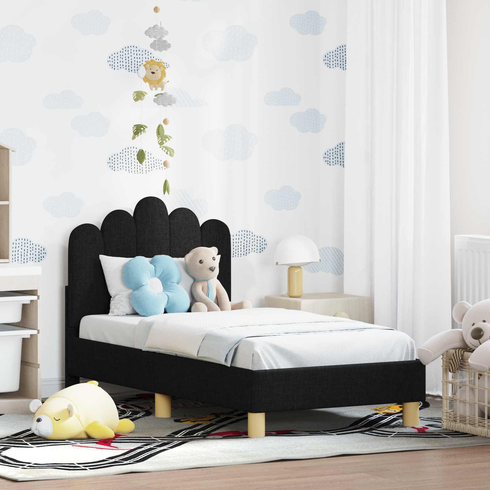 vidaXL Peuterbedframe met hoofdbord Lichtgrijs 70 x 140 cm Stof