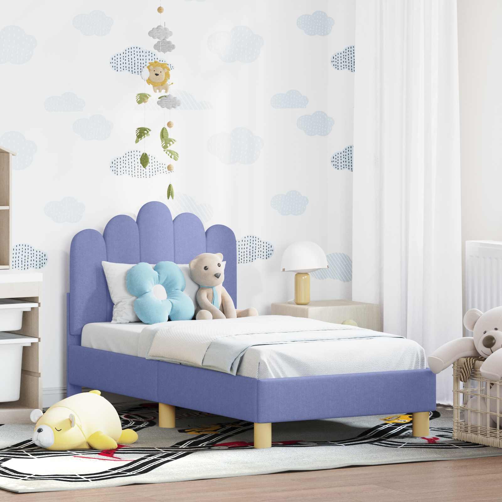vidaXL Peuterbedframe met hoofdbord Lichtgrijs 70 x 140 cm Stof