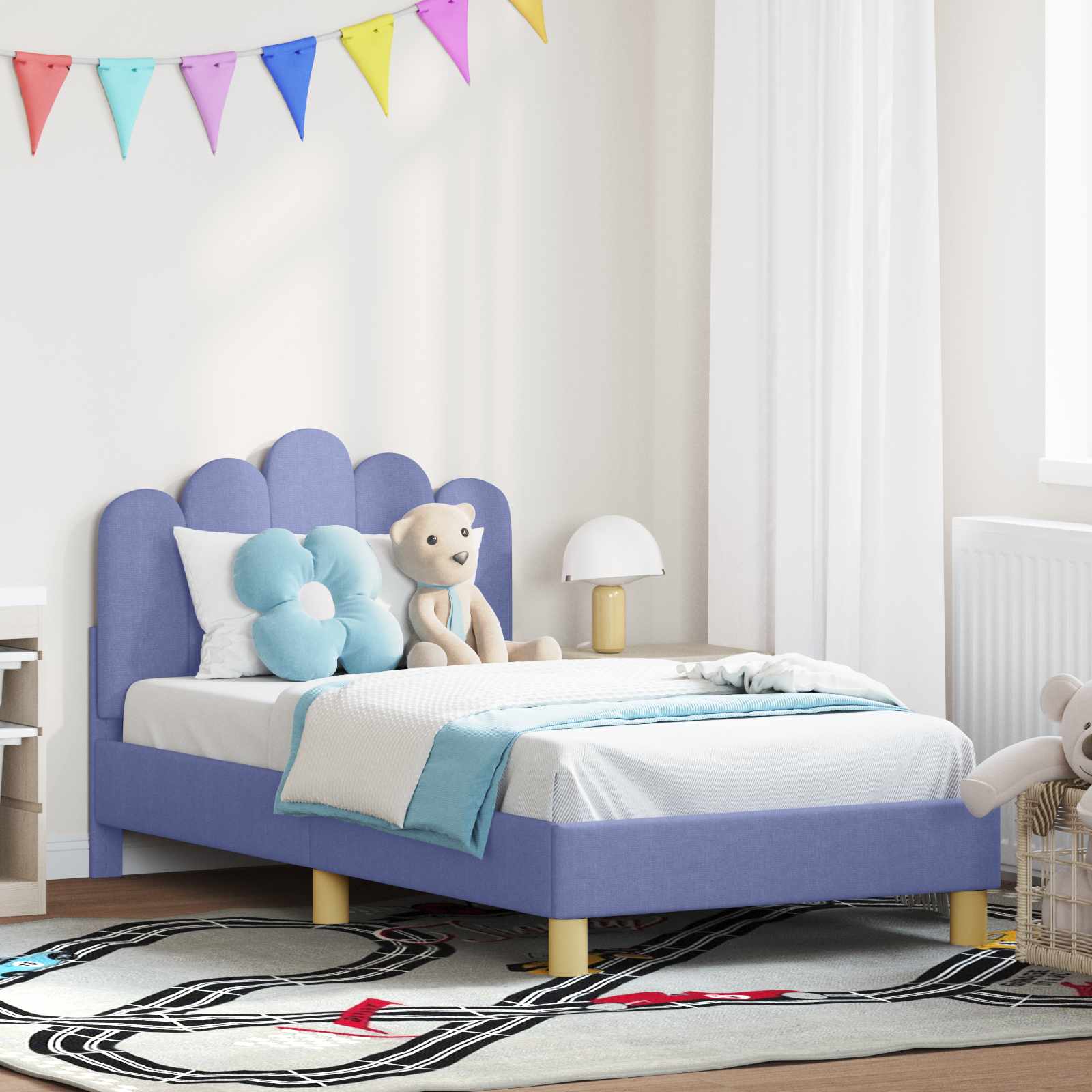 vidaXL Peuterbedframe met hoofdbord Lichtgrijs 70 x 140 cm Stof