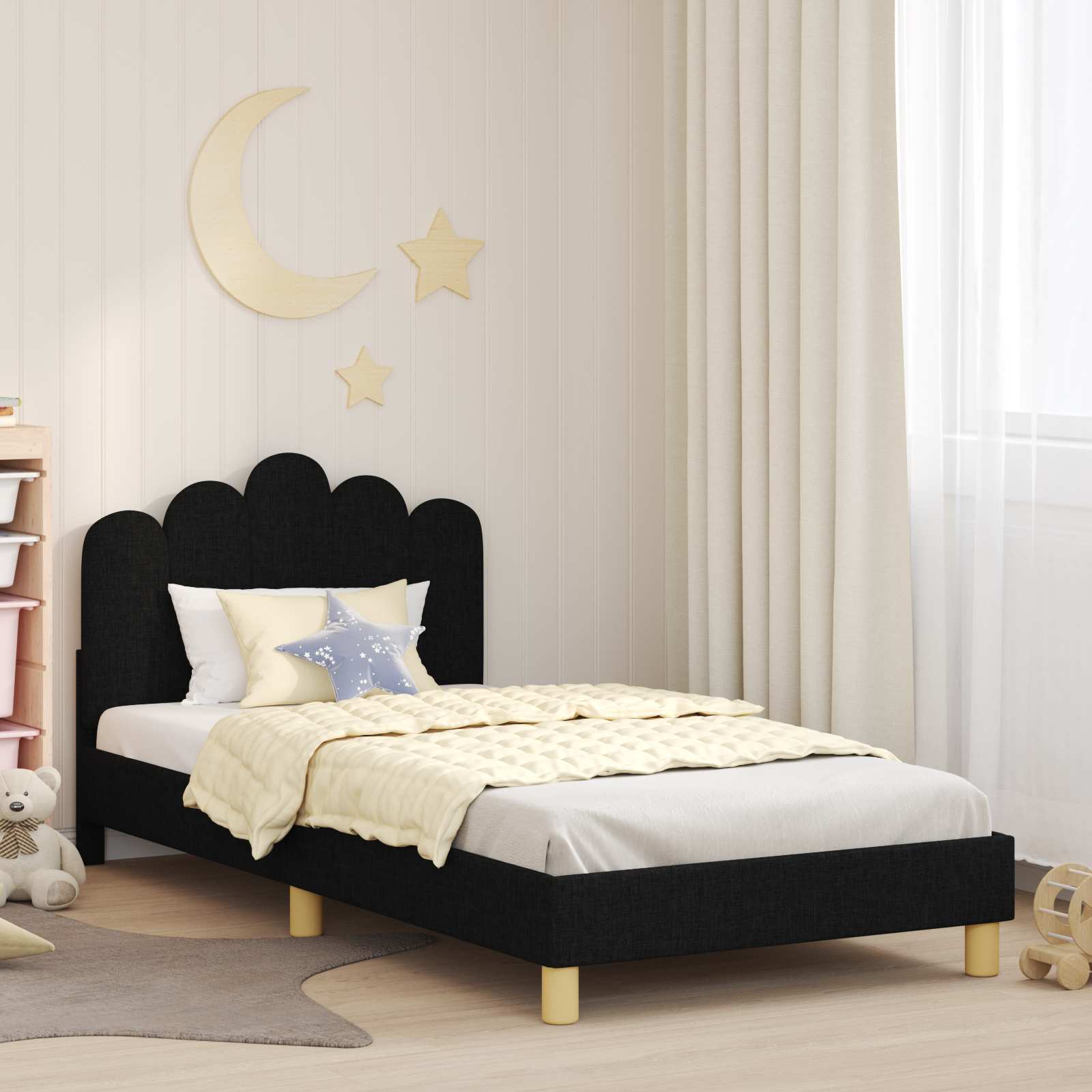 vidaXL Peuterbedframe met hoofdbord Lichtgrijs 70 x 140 cm Stof