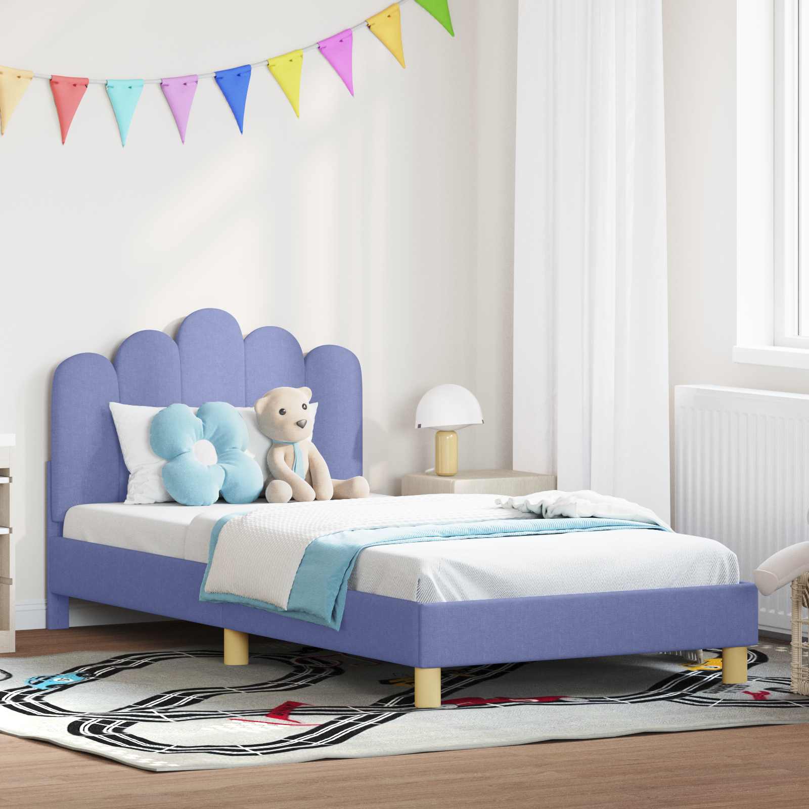 vidaXL Peuterbedframe met hoofdbord Lichtgrijs 70 x 140 cm Stof