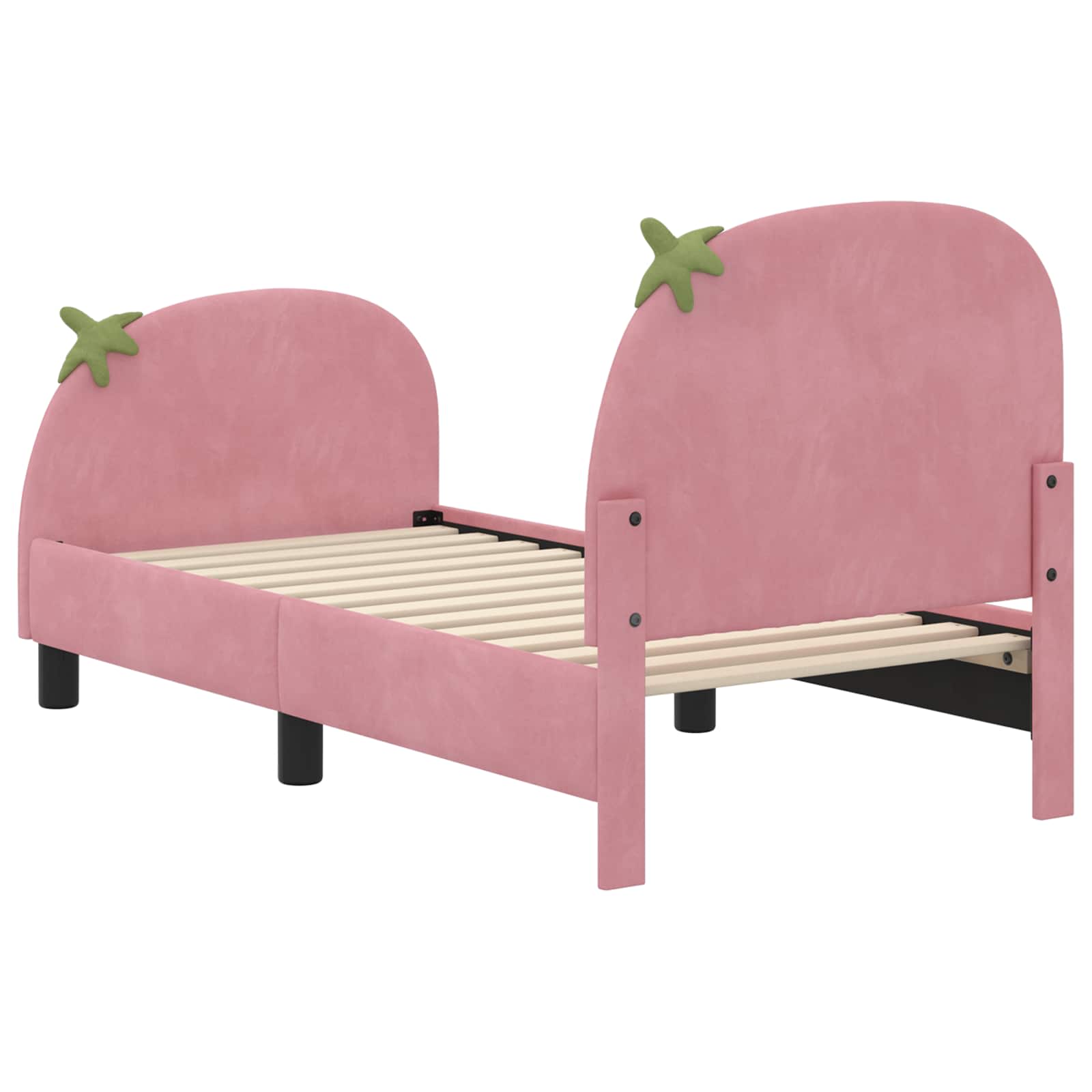 vidaXL Peuterbedframe met hoofdbord Roze 70 x 140 cm Fluweel