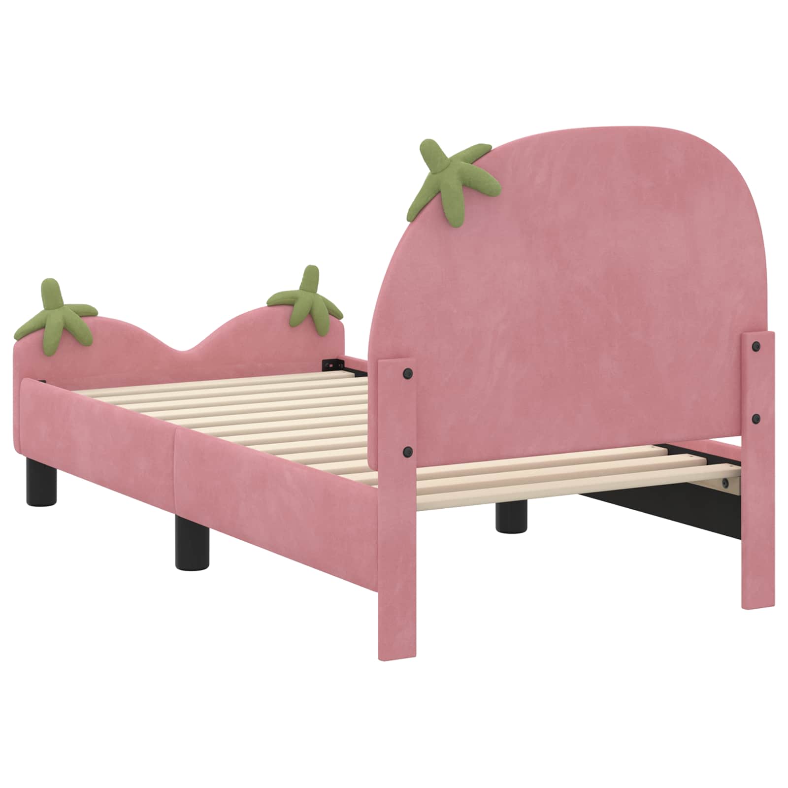 vidaXL Peuterbedframe met hoofdbord Roze 70 x 140 cm Fluweel