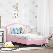 vidaXL Peuterbedframe met hoofdbord met hoofdeinde Roze 70 x 140 cm PU