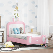 vidaXL Peuterbedframe met hoofdbord met hoofdeinde Roze 70 x 140 cm PU