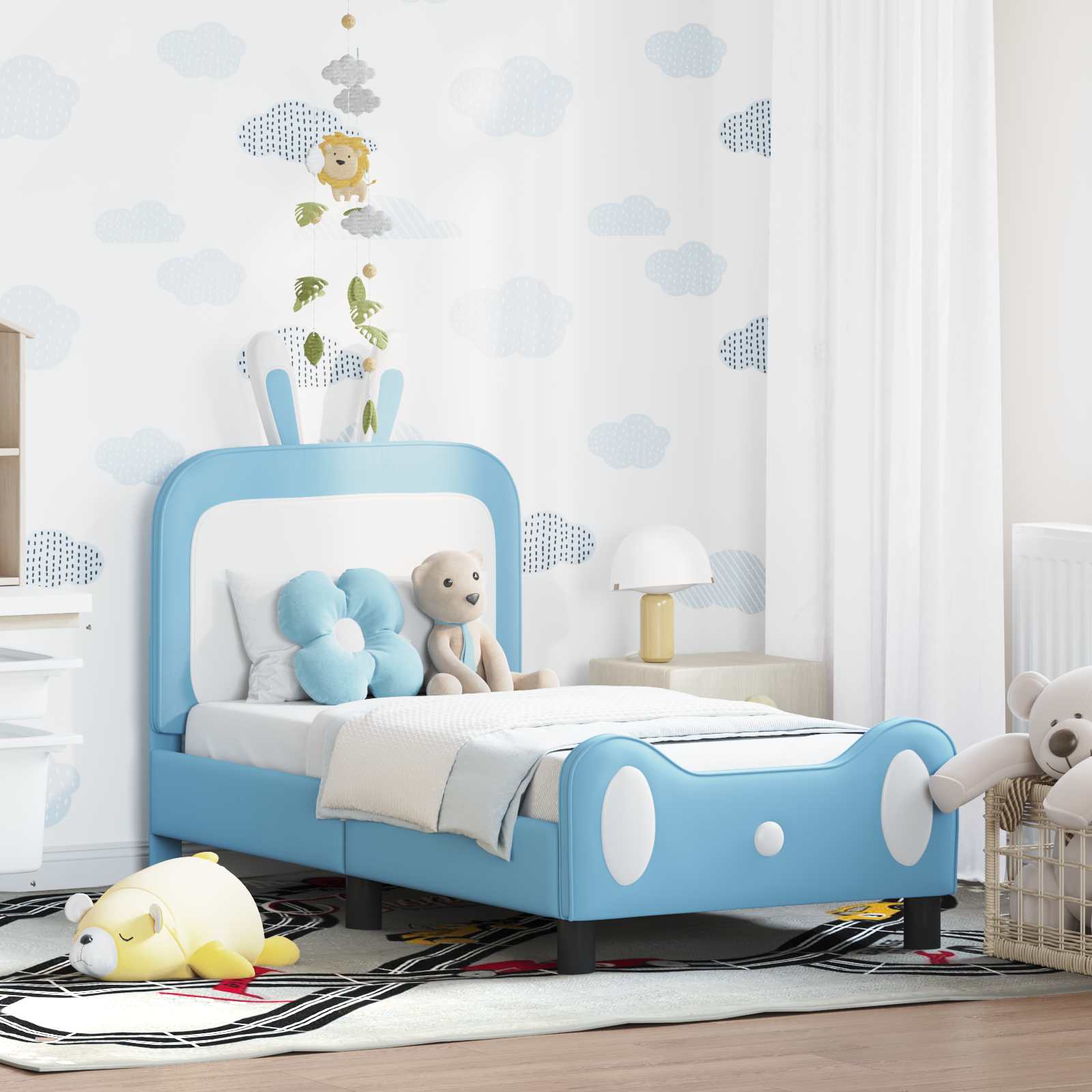 vidaXL Peuterbedframe met hoofdbord met hoofdeinde Roze 70 x 140 cm PU