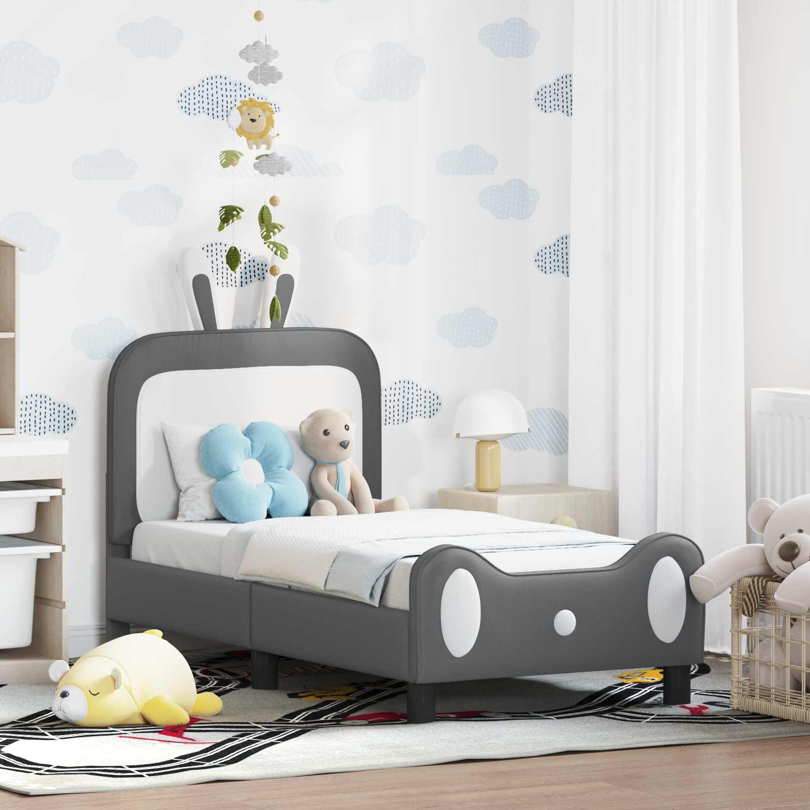 vidaXL Peuterbedframe met hoofdbord met hoofdeinde Roze 70 x 140 cm PU