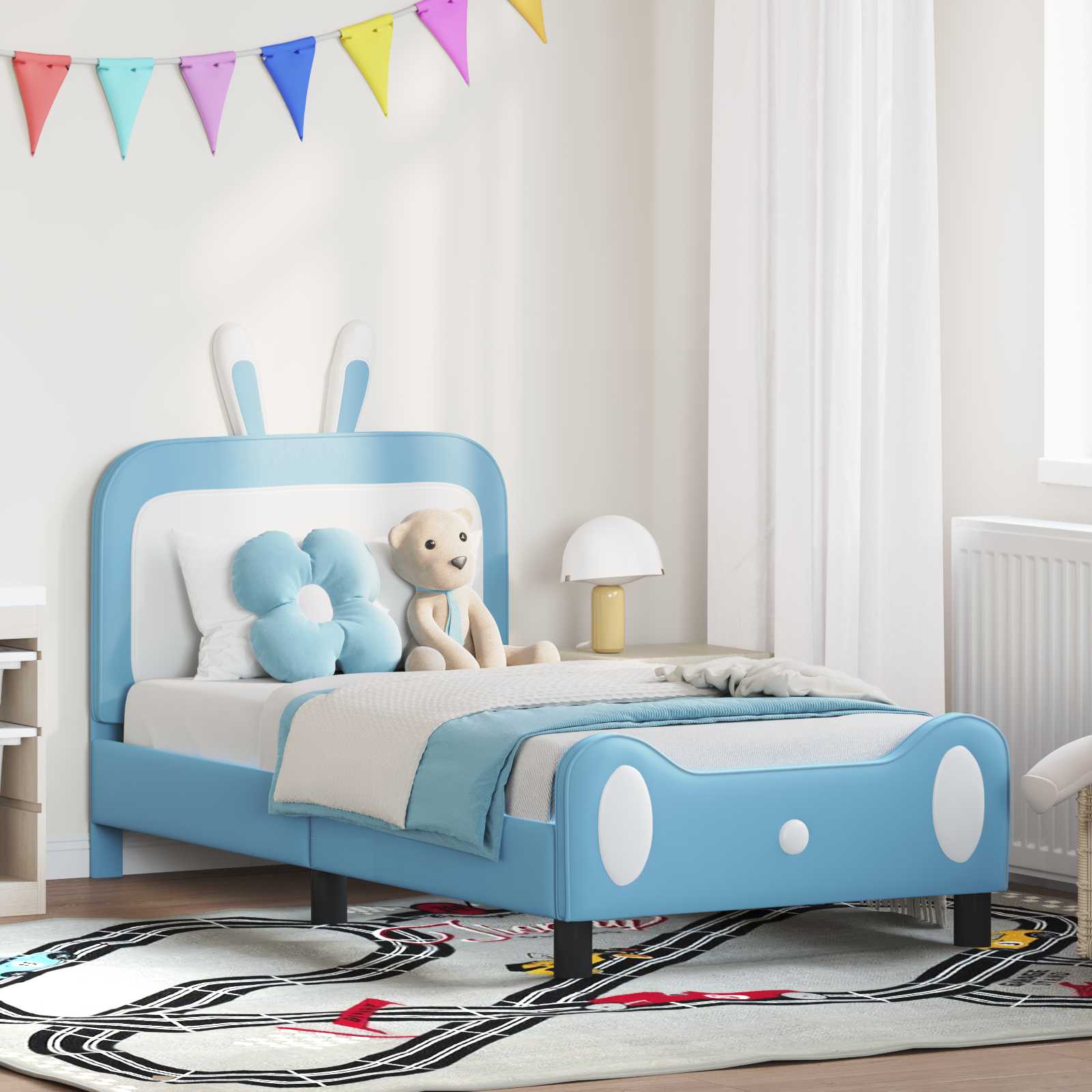 vidaXL Peuterbedframe met hoofdbord met hoofdeinde Roze 70 x 140 cm PU