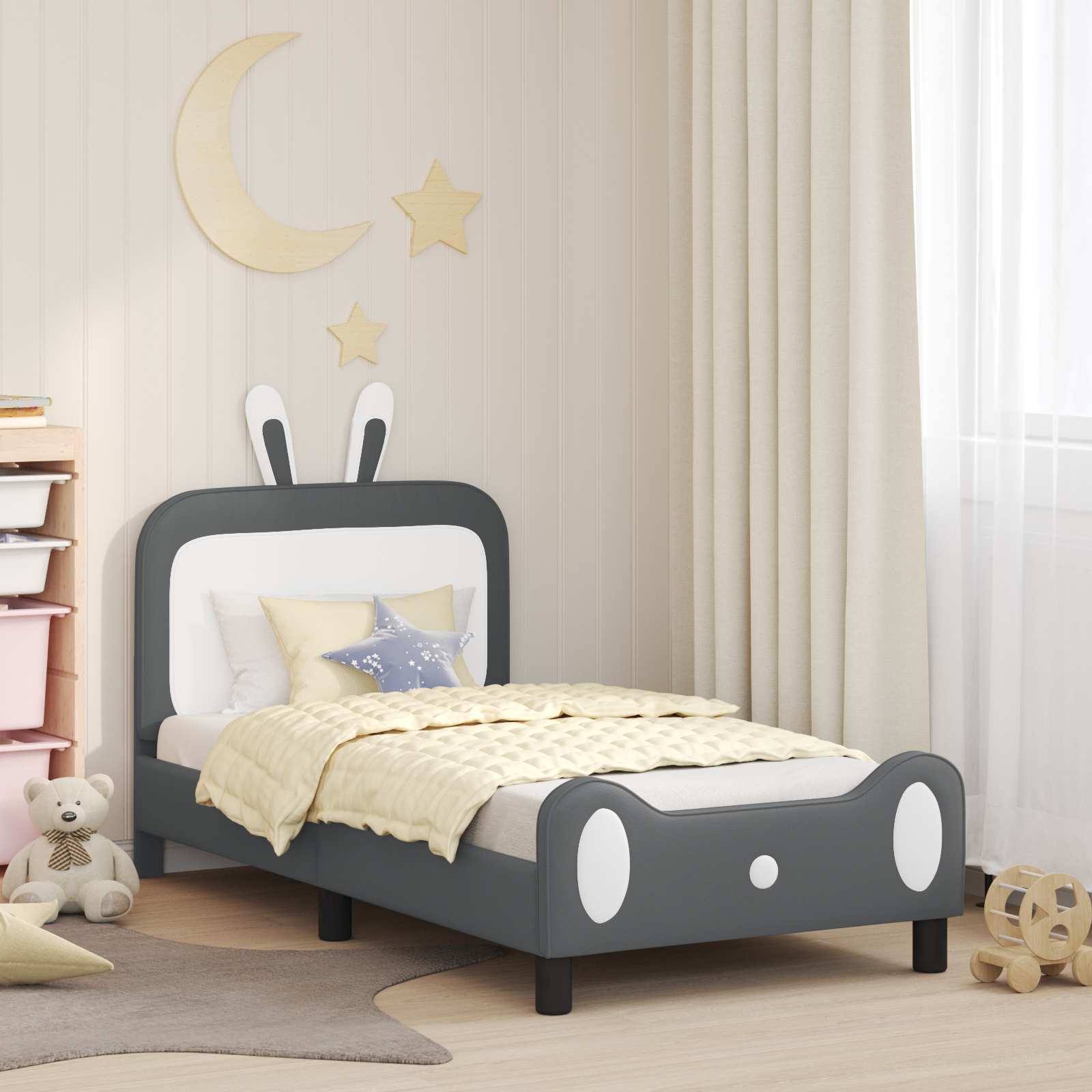 vidaXL Peuterbedframe met hoofdbord met hoofdeinde Roze 70 x 140 cm PU