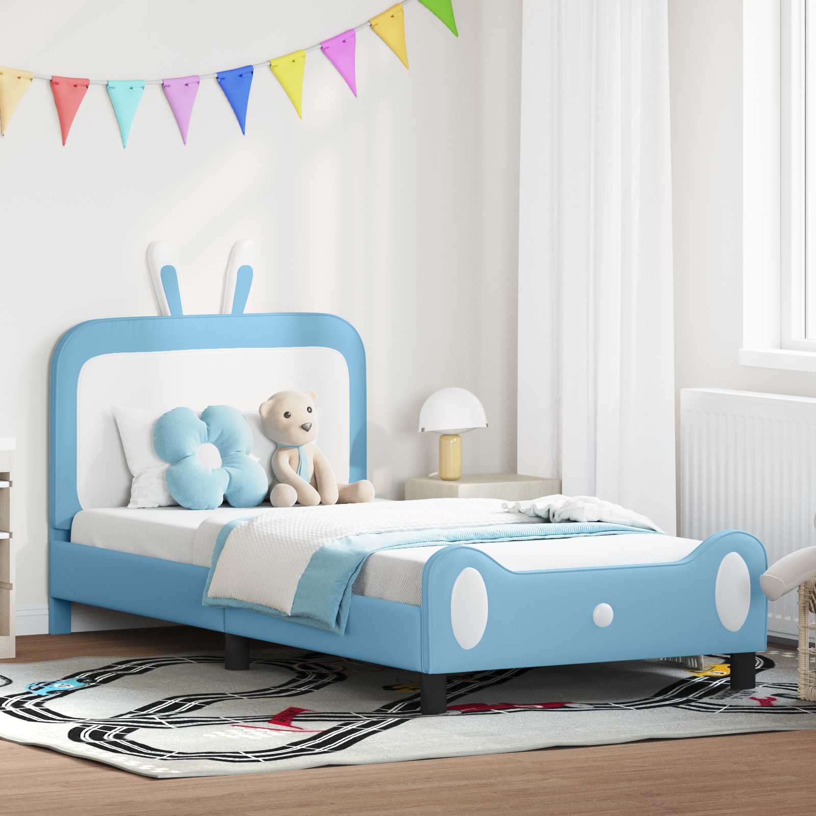 vidaXL Peuterbedframe met hoofdbord met hoofdeinde Roze 70 x 140 cm PU