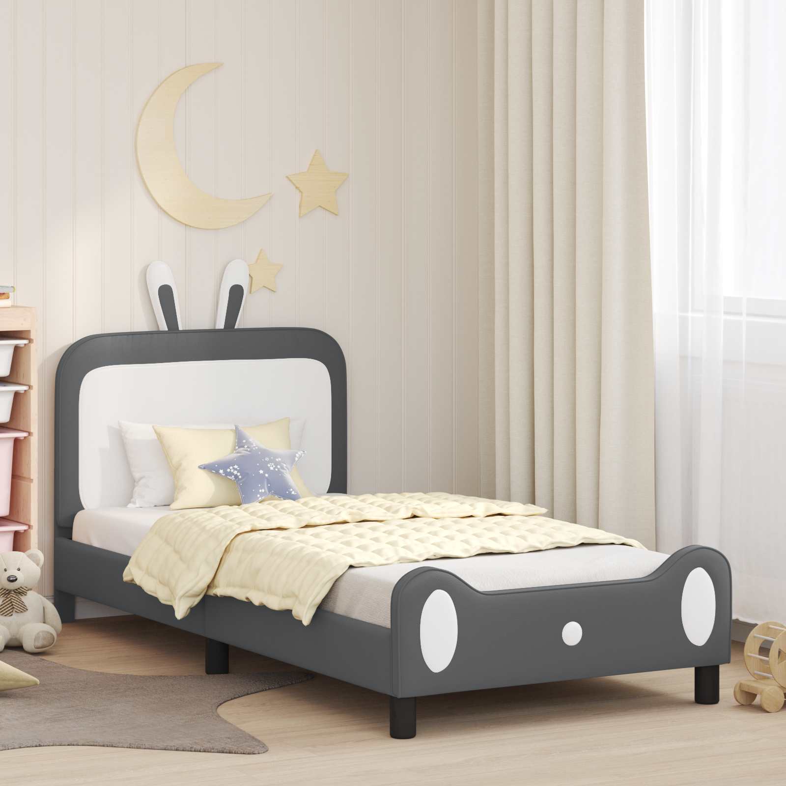 vidaXL Peuterbedframe met hoofdbord met hoofdeinde Roze 70 x 140 cm PU
