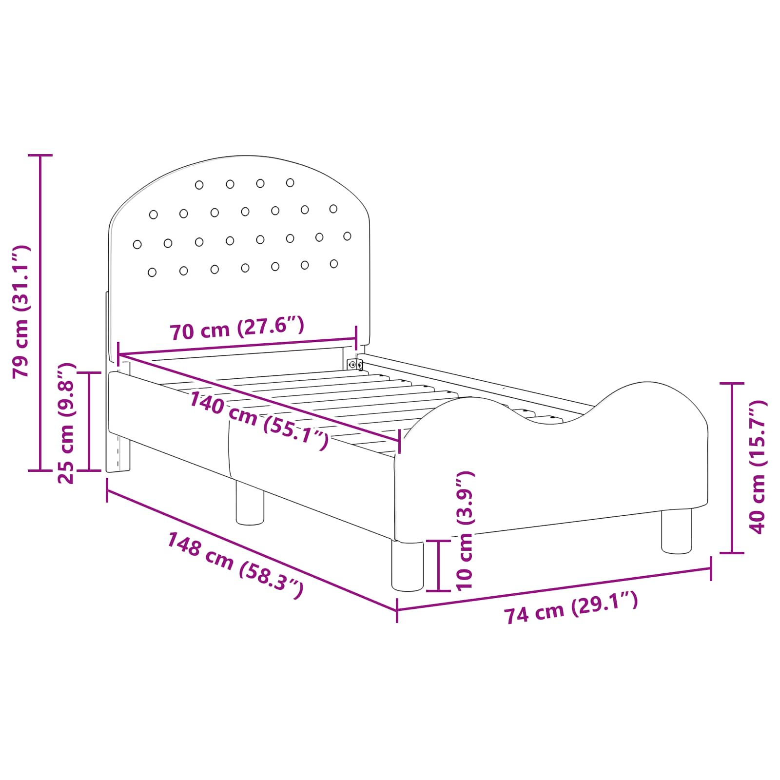 vidaXL Peuterbedframe met hoofdbord Lichtgrijs 70 x 140 cm Fluweel