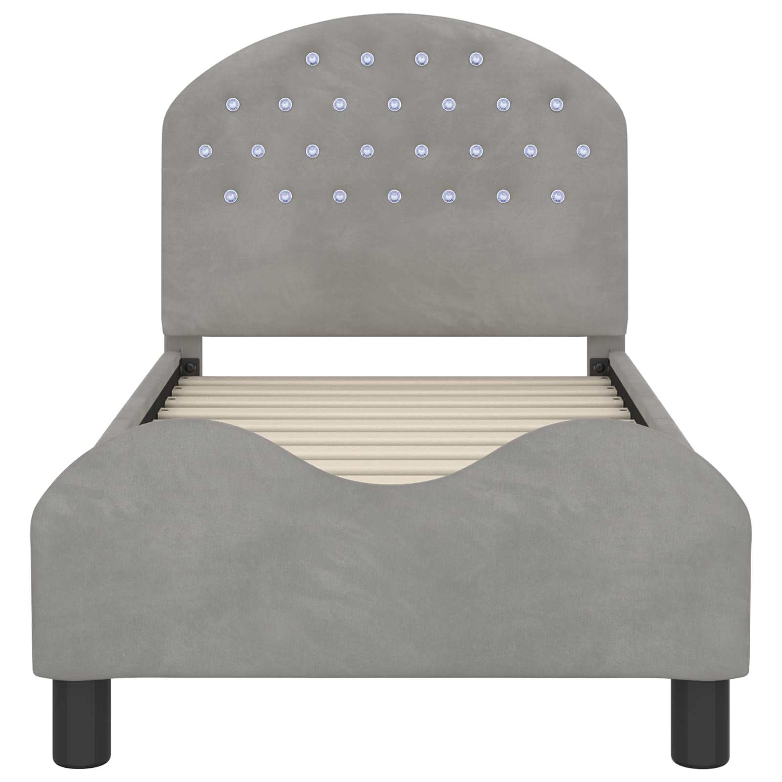 vidaXL Peuterbedframe met hoofdbord Lichtgrijs 70 x 140 cm Fluweel