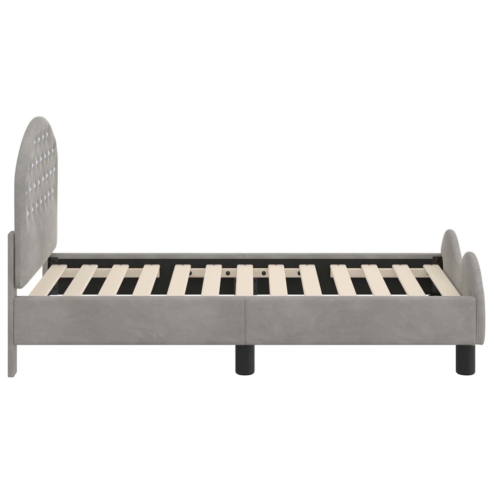vidaXL Peuterbedframe met hoofdbord Lichtgrijs 70 x 140 cm Fluweel
