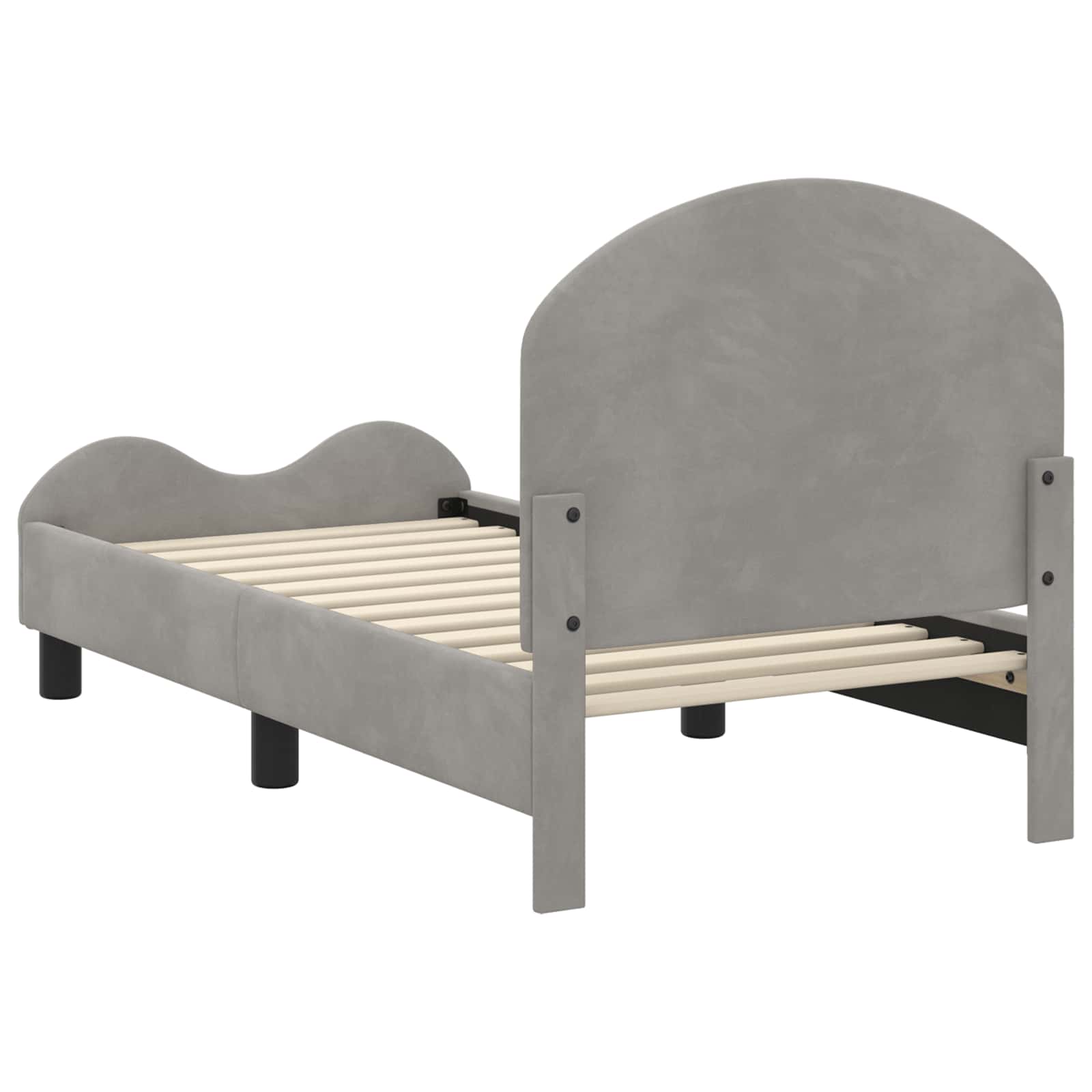 vidaXL Peuterbedframe met hoofdbord Lichtgrijs 70 x 140 cm Fluweel