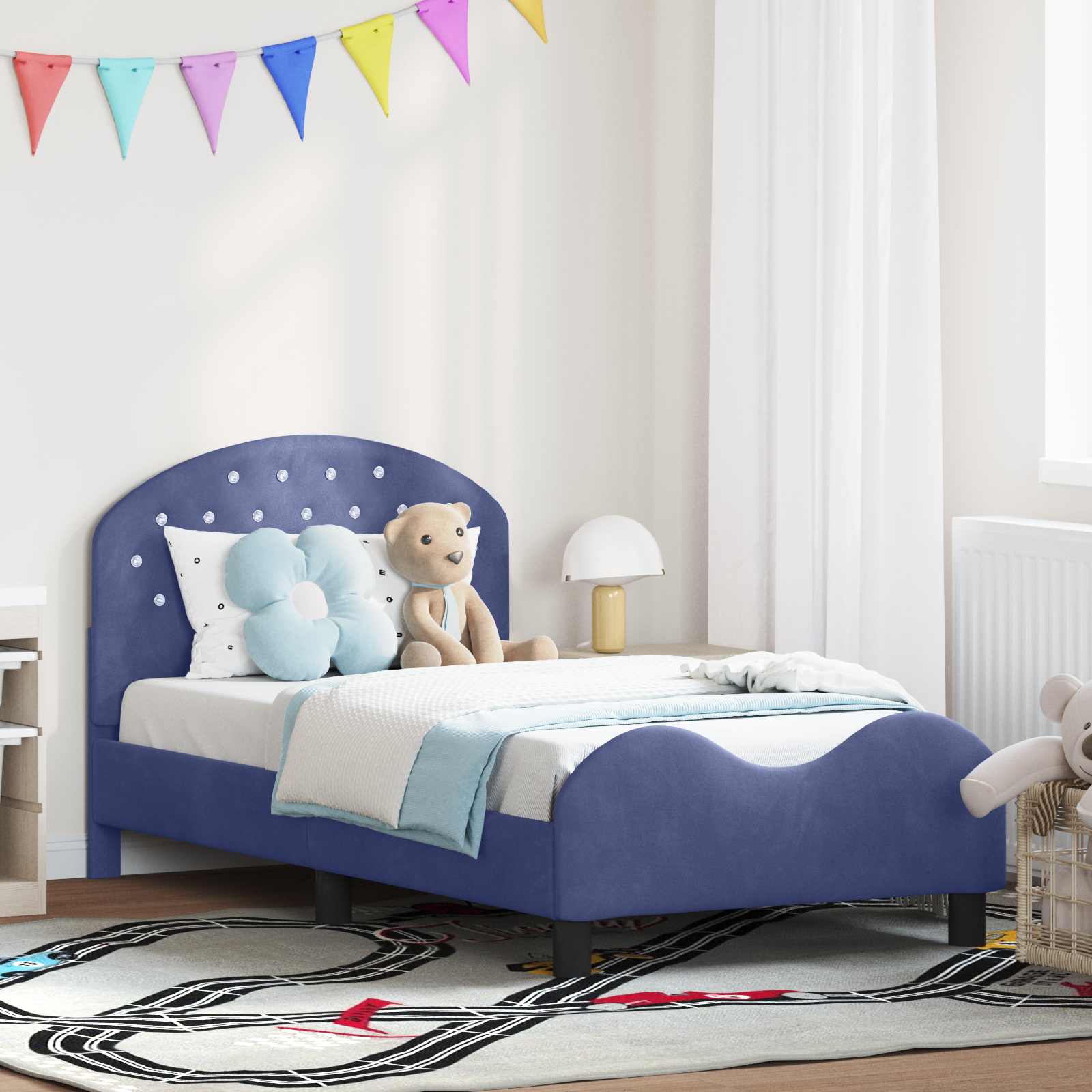 vidaXL Peuterbedframe met hoofdbord Lichtgrijs 70 x 140 cm Fluweel