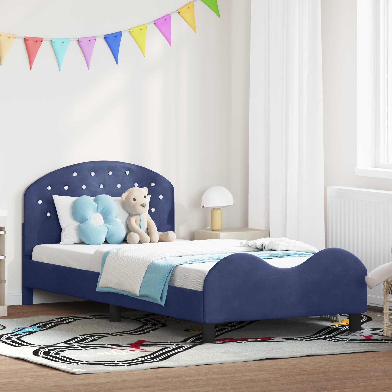 vidaXL Peuterbedframe met hoofdbord Lichtgrijs 70 x 140 cm Fluweel